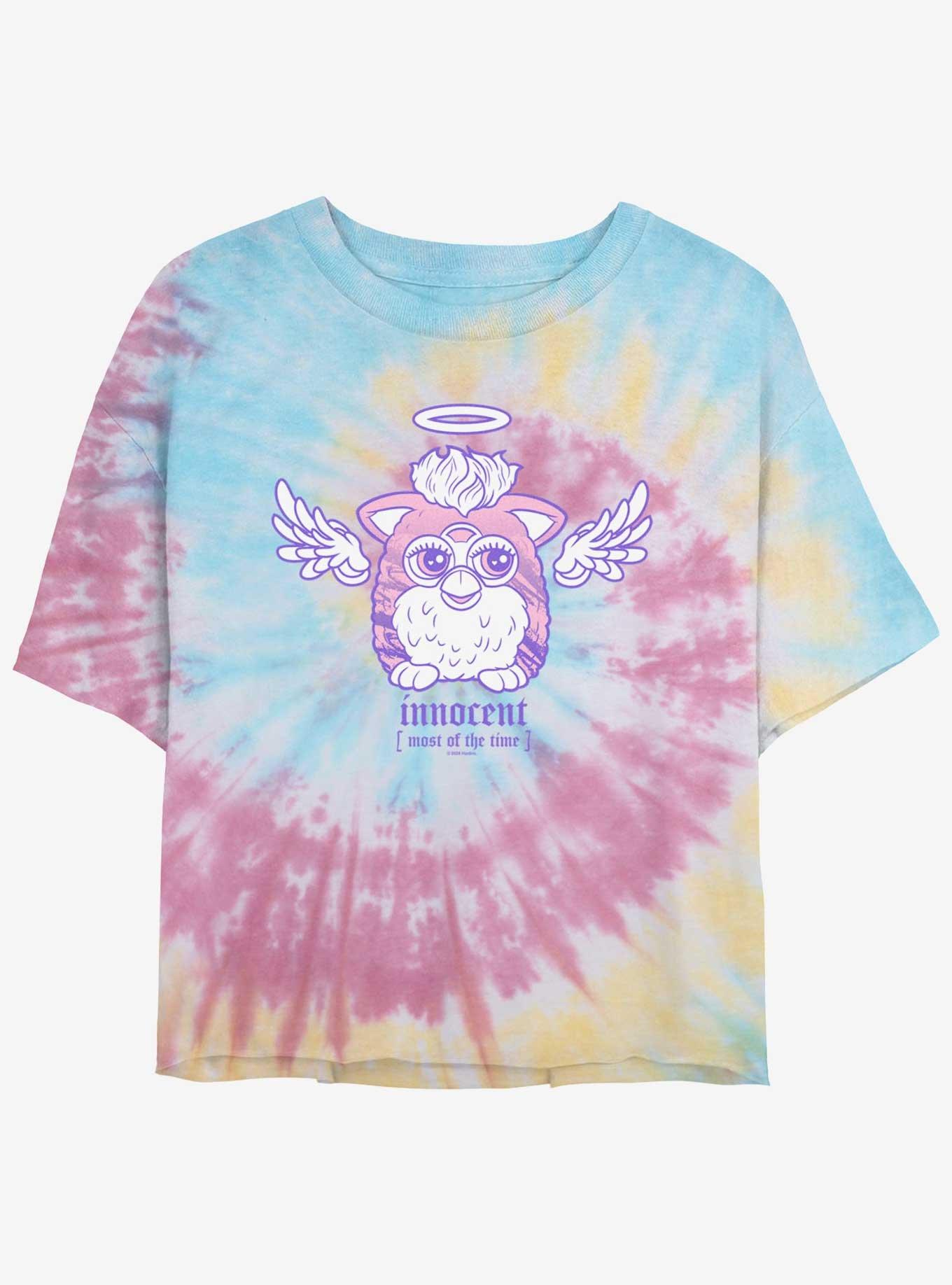 Furby Angel Innocent Womens Tie-Dye Crop T-Shirt, BLUPNKLY, hi-res