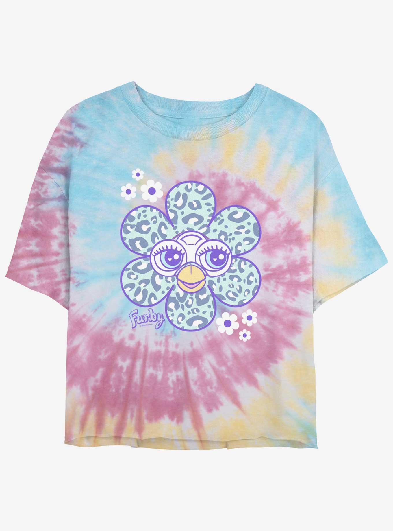 Furby Flower Face Womens Tie-Dye Crop T-Shirt, , hi-res