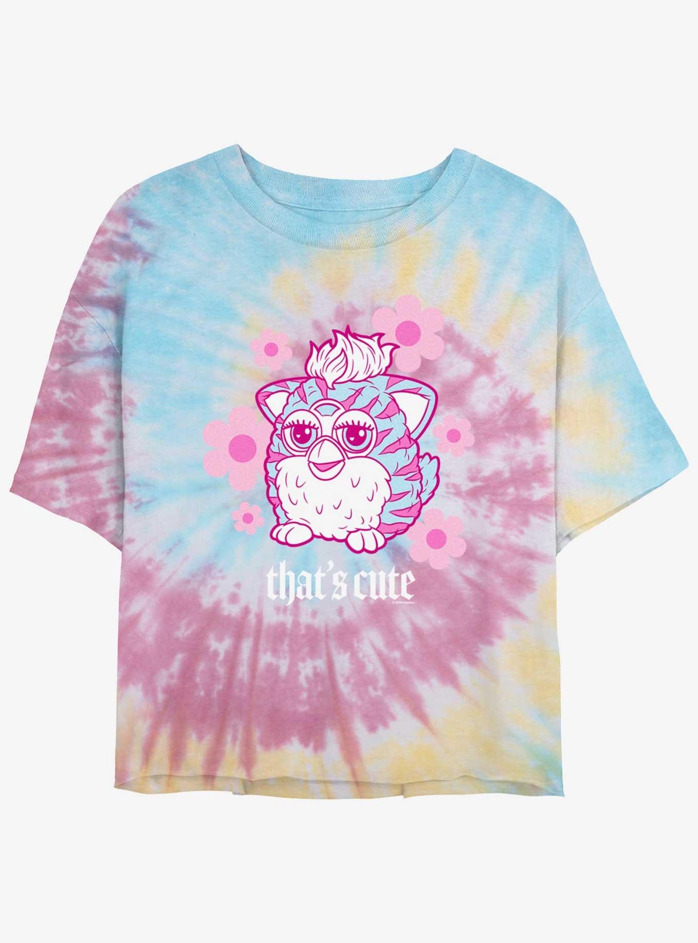 Furby That's Cute Womens Tie-Dye Crop T-Shirt, BLUPNKLY, hi-res