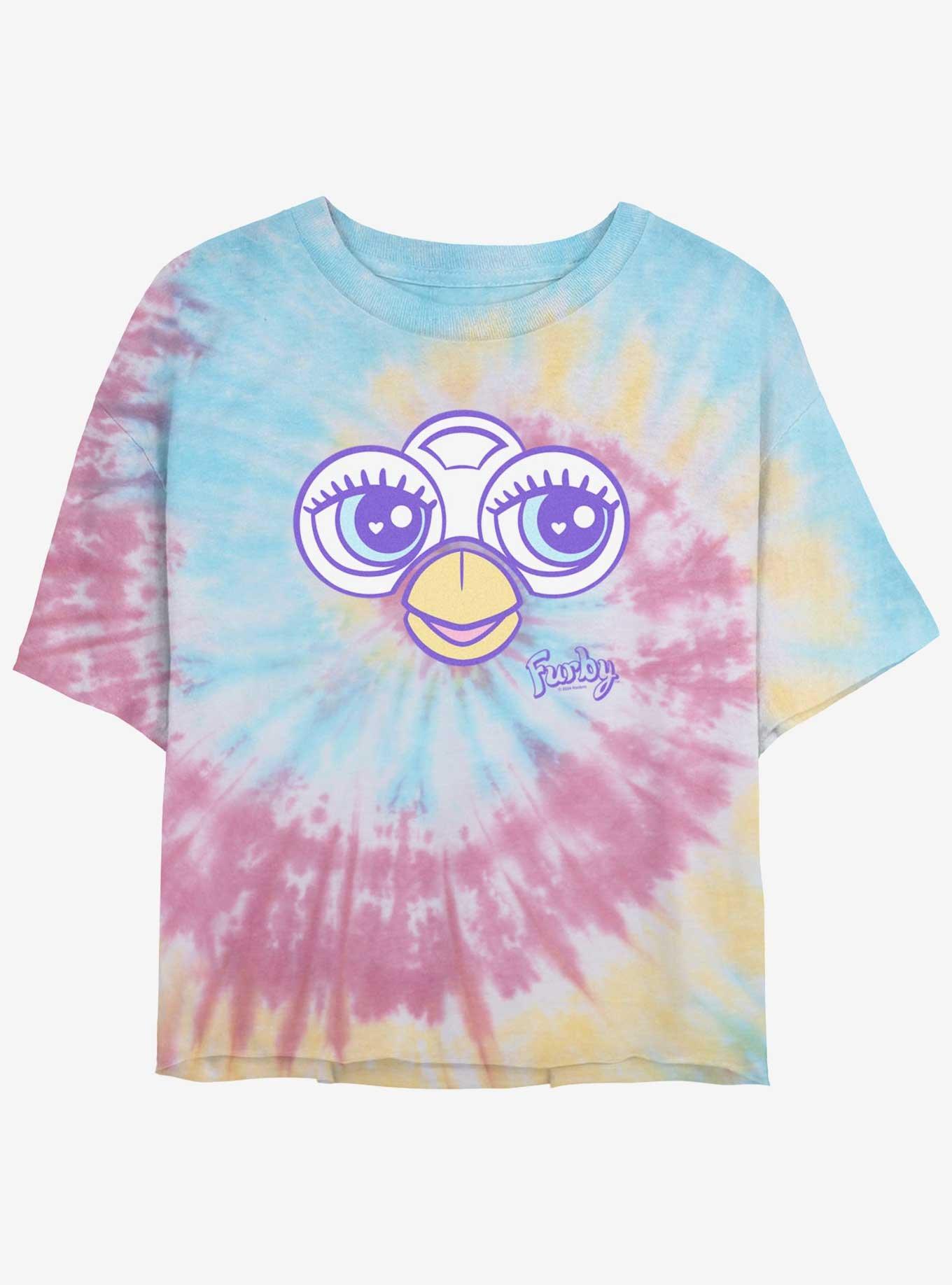 Furby Big Cute Face Womens Tie-Dye Crop T-Shirt, , hi-res