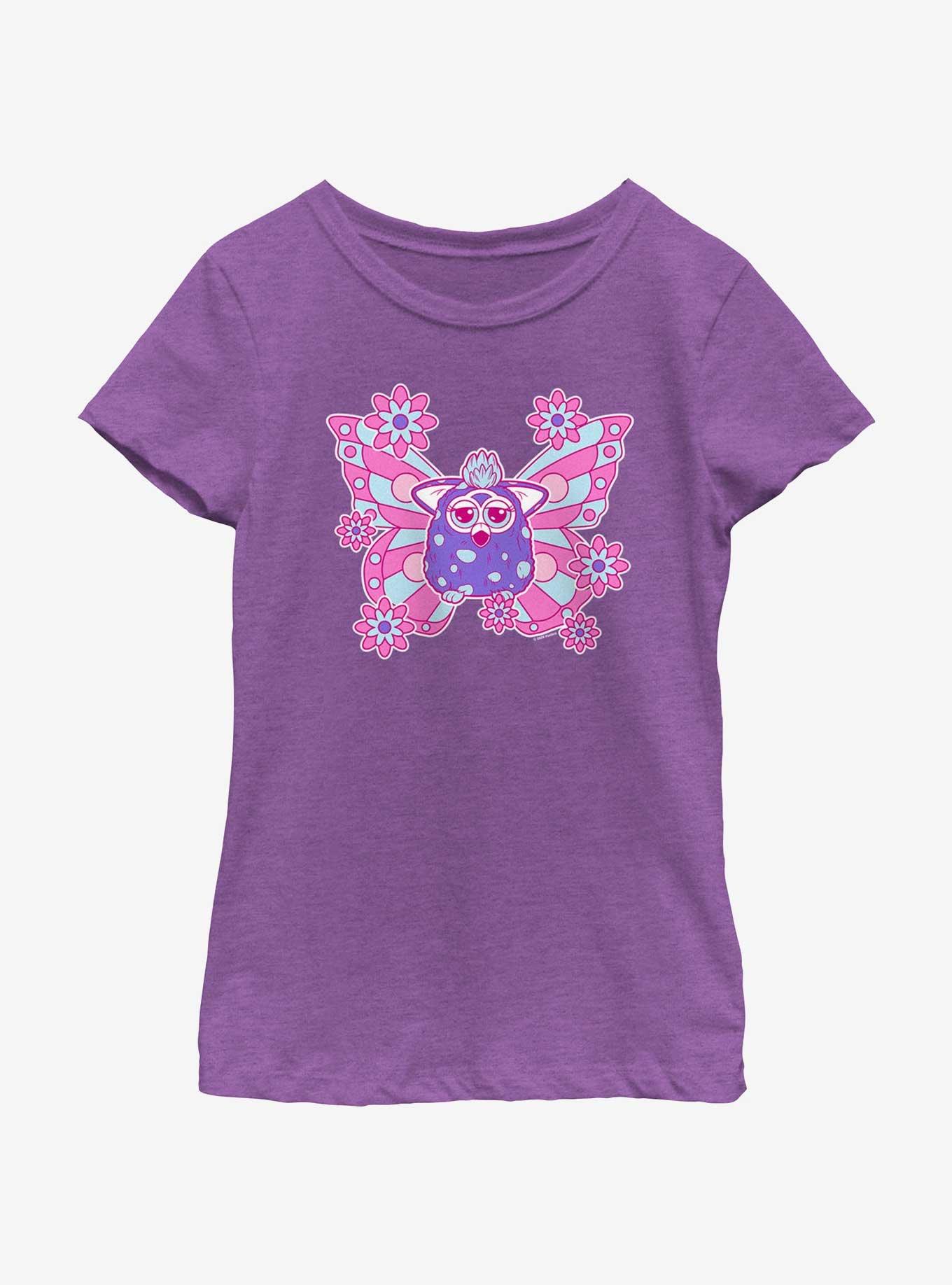 Furby Cute Butterfly Girls Youth T-Shirt, PURPLE BERRY, hi-res