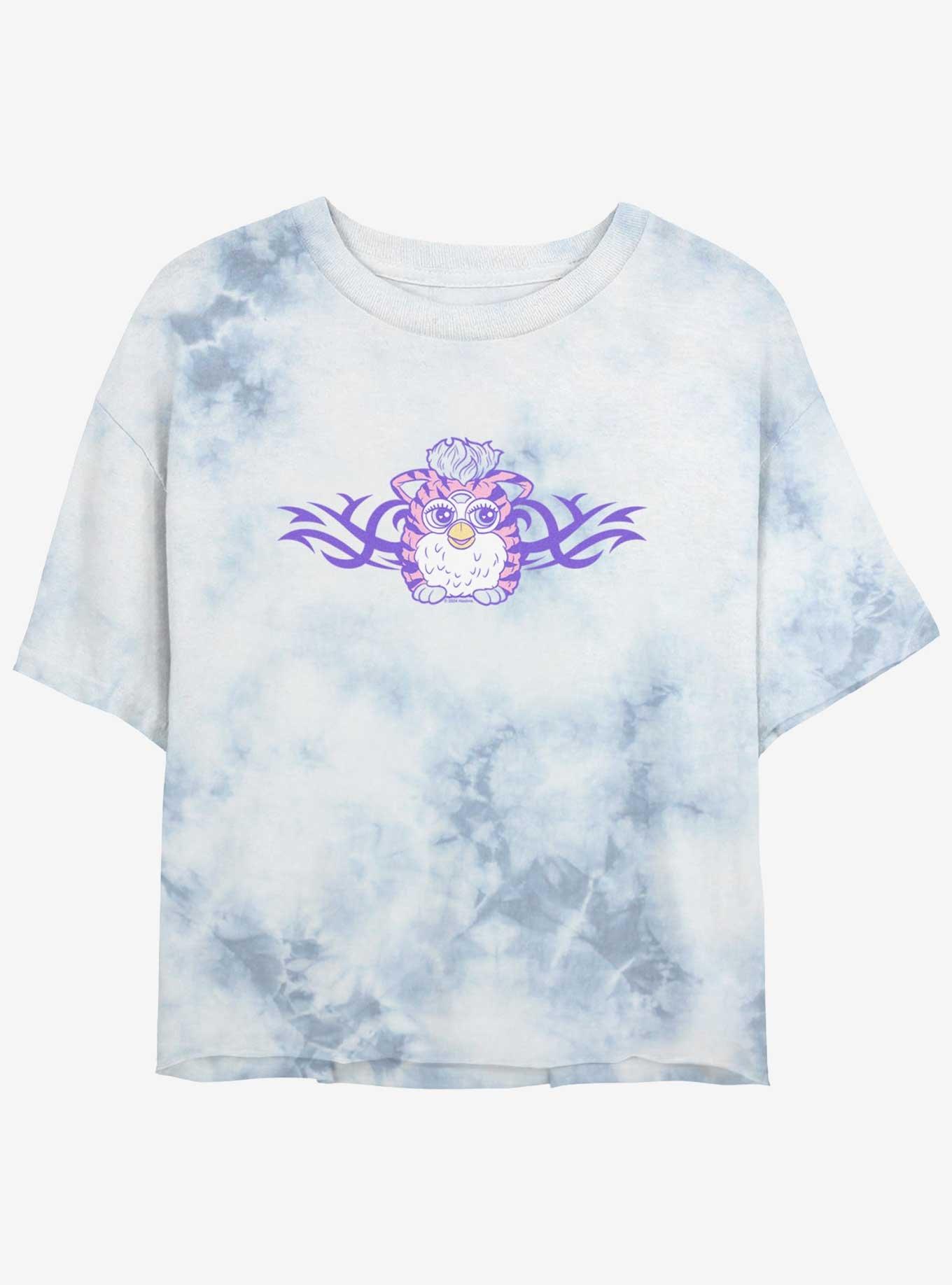 Furby Striped Furby Womens Tie-Dye Crop T-Shirt, WHITEBLUE, hi-res