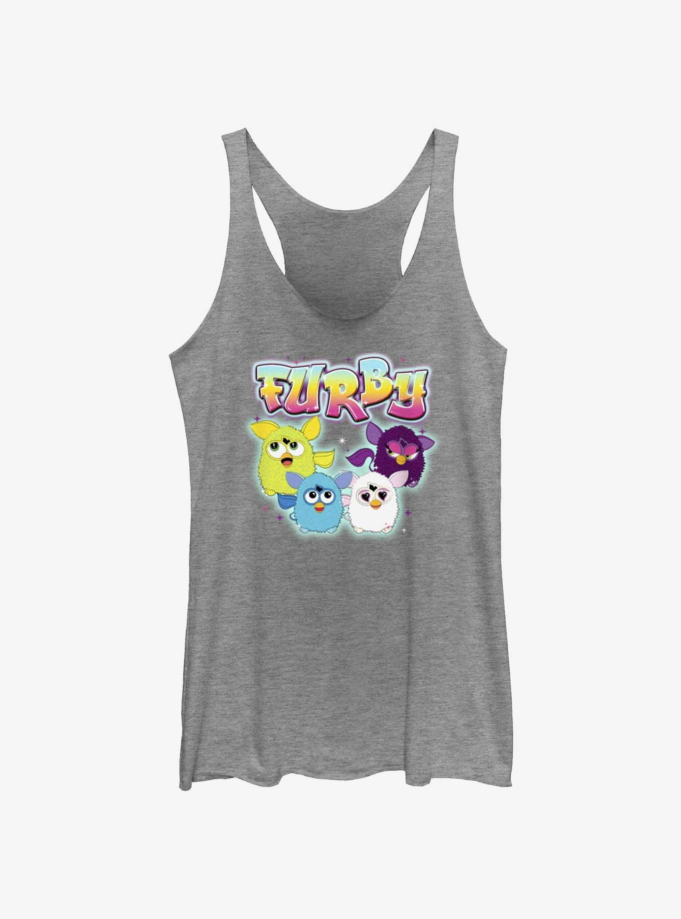 Furby Airbrush Group Shot Girls Tank, GRAY HTR, hi-res