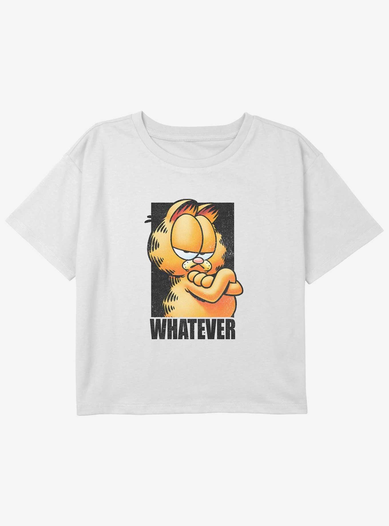 Garfield Whatever Youth Girls Boxy Crop T-Shirt, WHITE, hi-res