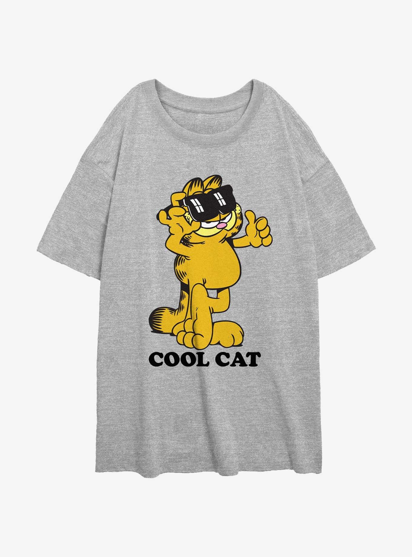 Garfield Cool Cat Womens Oversized T-Shirt, ATH HTR, hi-res