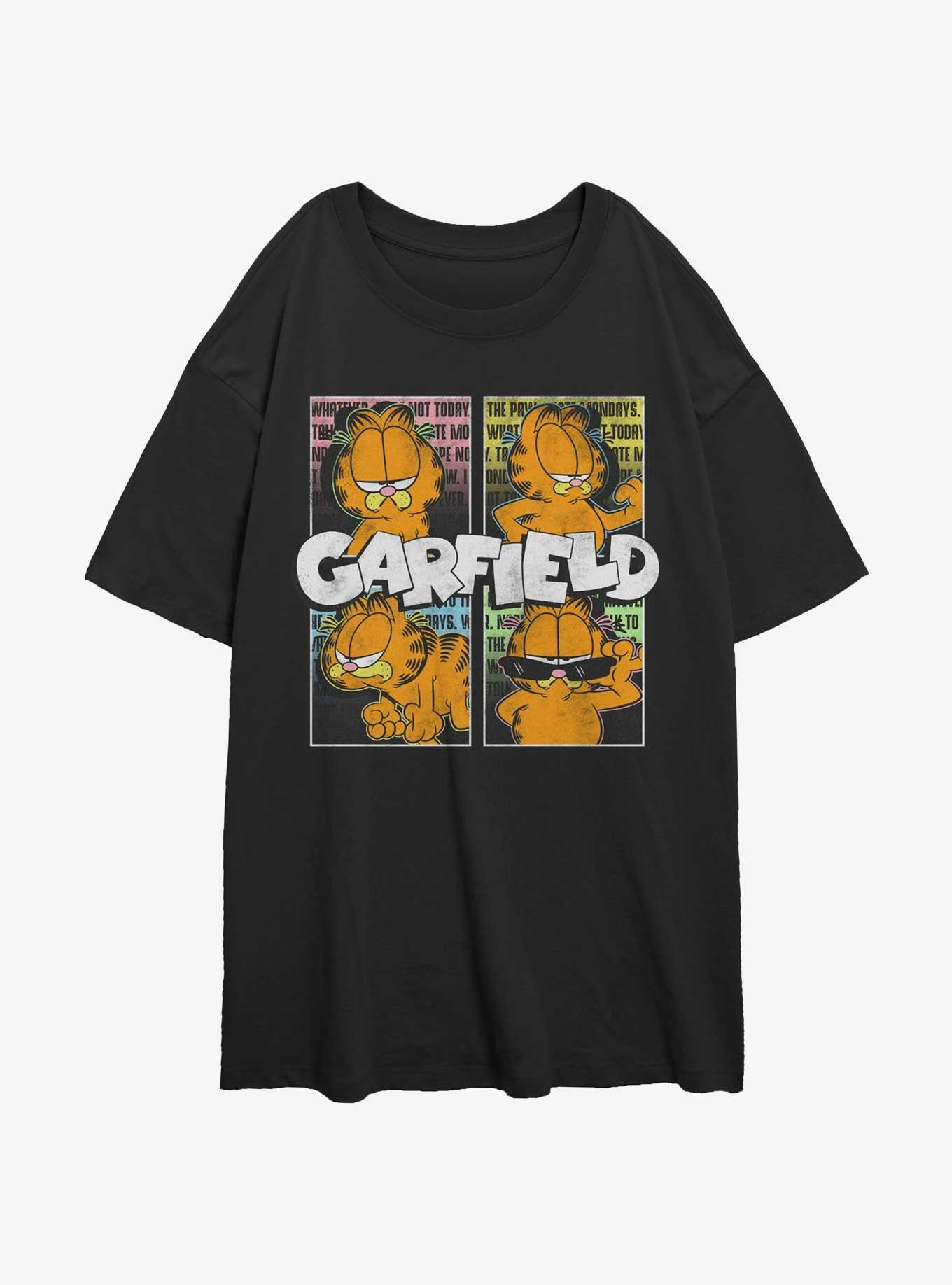 Garfield Street Cat Womens Oversized T-Shirt, BLACK, hi-res