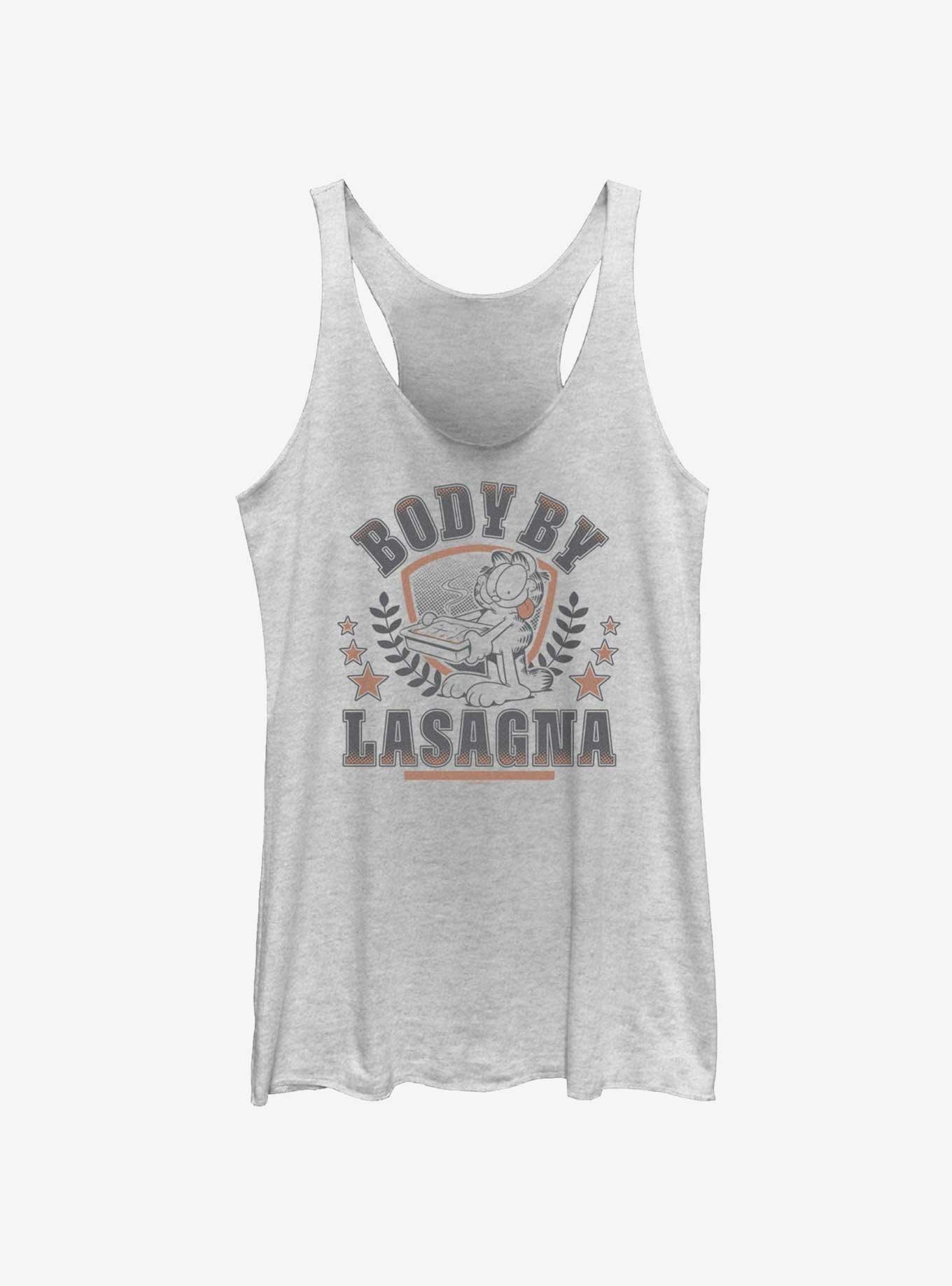 Garfield Body By Lasagna Womens Tank Top, WHITE HTR, hi-res