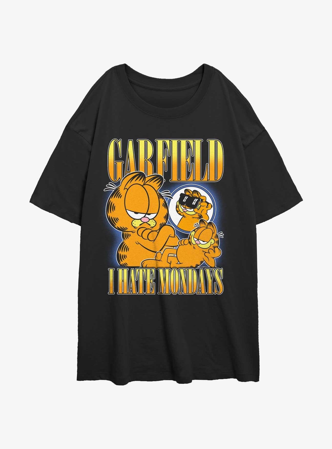 Garfield I Hate Mondays Womens Oversized T-Shirt, BLACK, hi-res