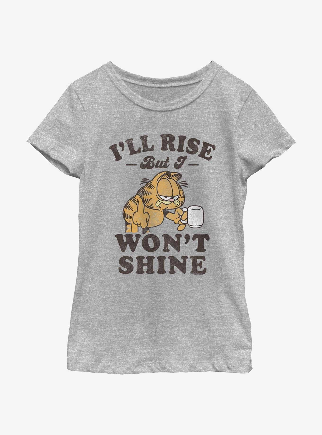 Garfield I'll Rise But I Won't Shine Youth Girls T-Shirt, , hi-res