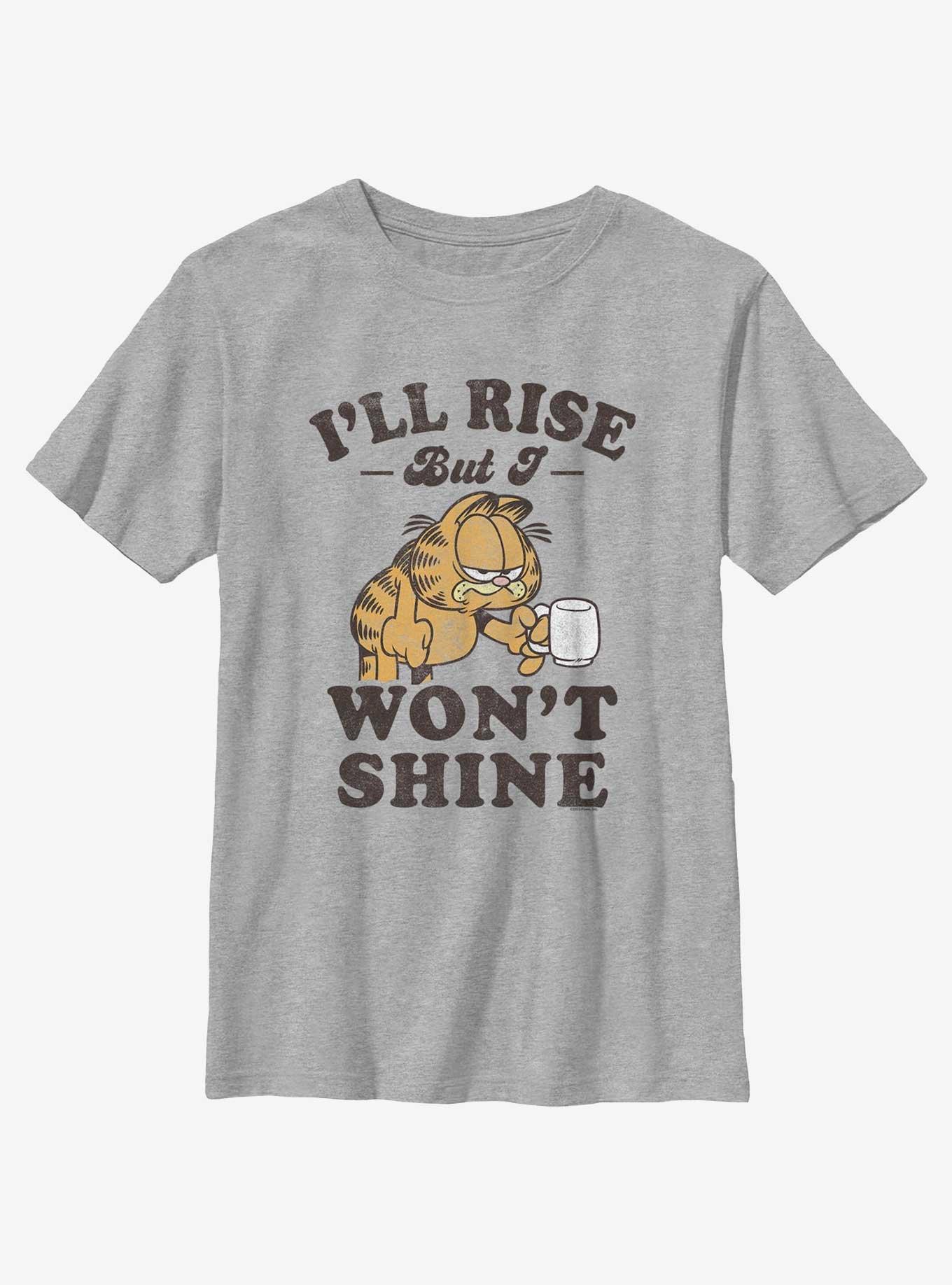 Garfield I'll Rise But I Won't Shine Youth T-Shirt, , hi-res