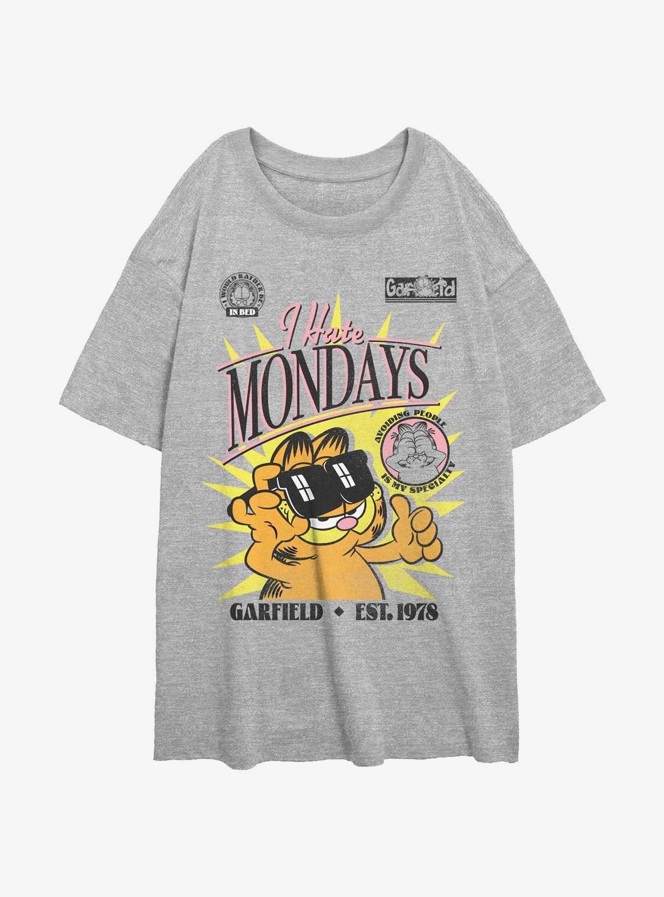 Garfield Cool Cat Hates Mondays Womens Oversized T-Shirt, ATH HTR, hi-res