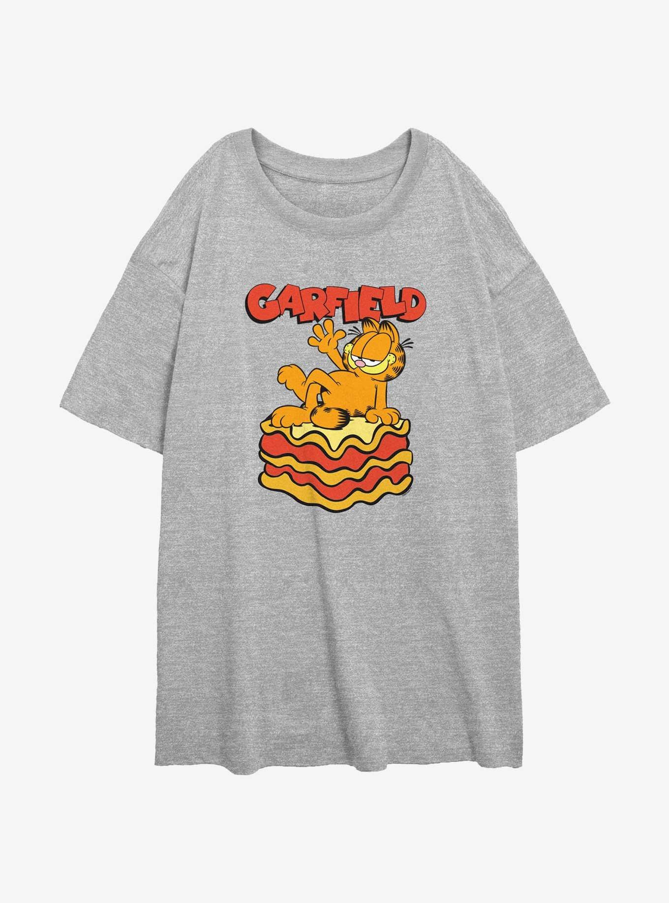 Garfield King Of Lasagna Womens Oversized T-Shirt, , hi-res