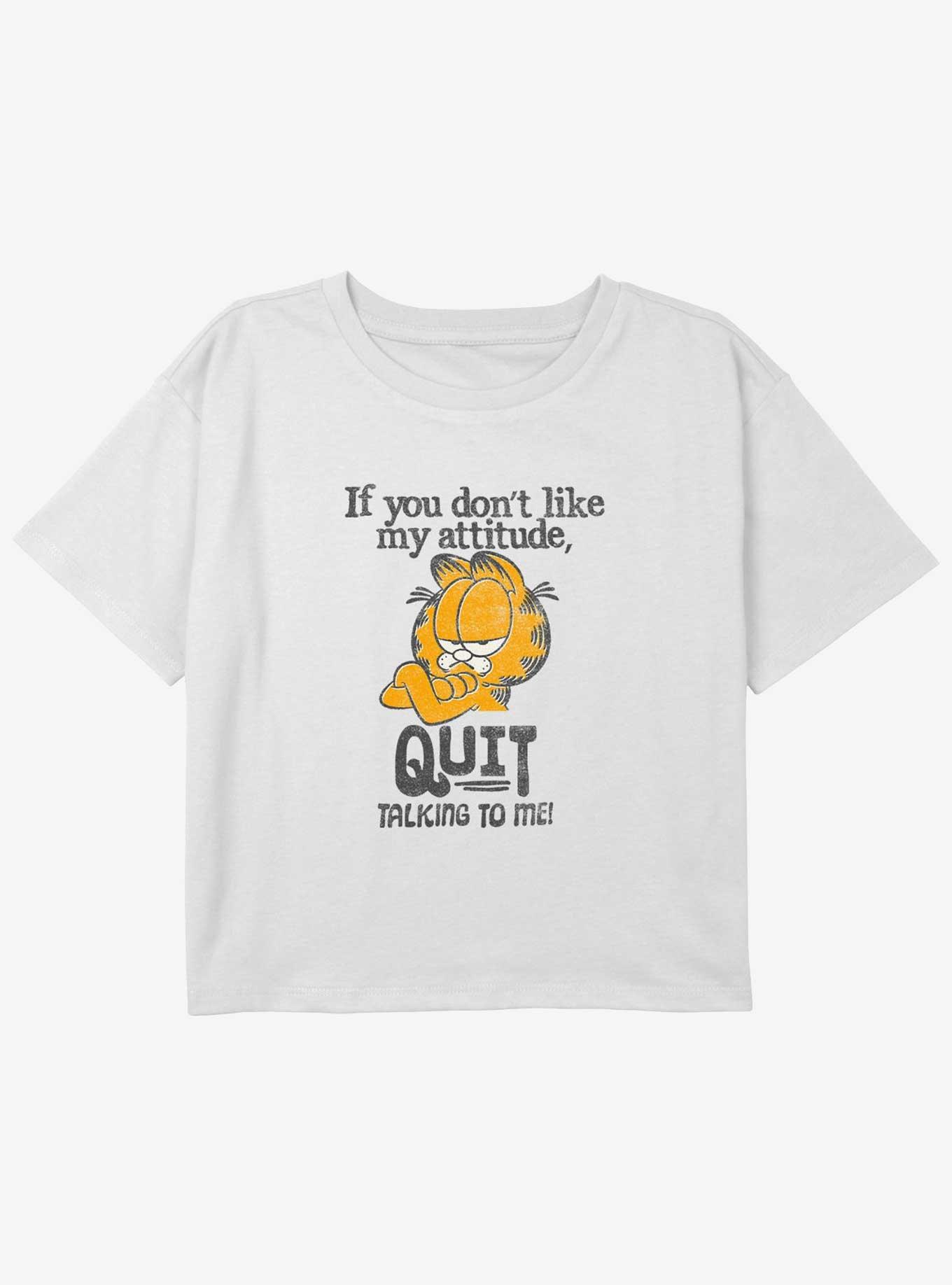 Garfield Quit Talking To Me Youth Girls Boxy Crop T-Shirt