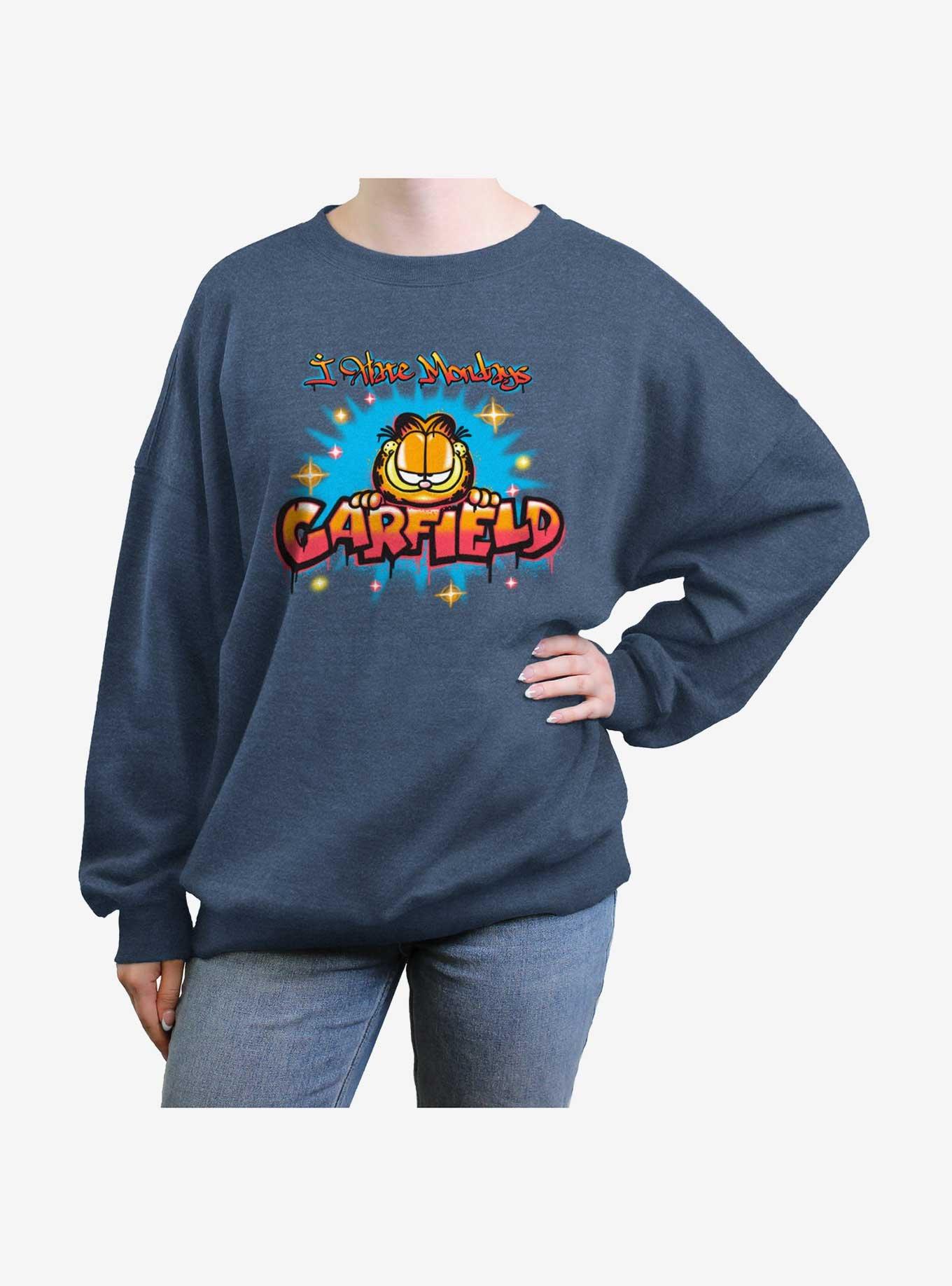 Garfield Airbrushed I Hate Mondays Womens Oversized Sweatshirt, BLUEHTR, hi-res