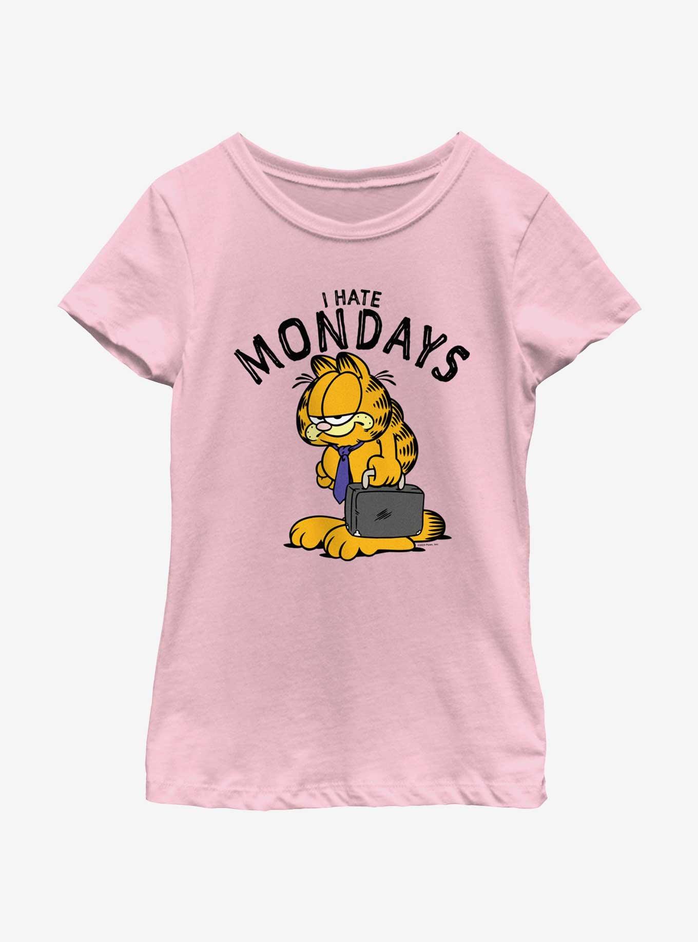 Garfield Monday Worker Youth Girls T-Shirt, PINK, hi-res