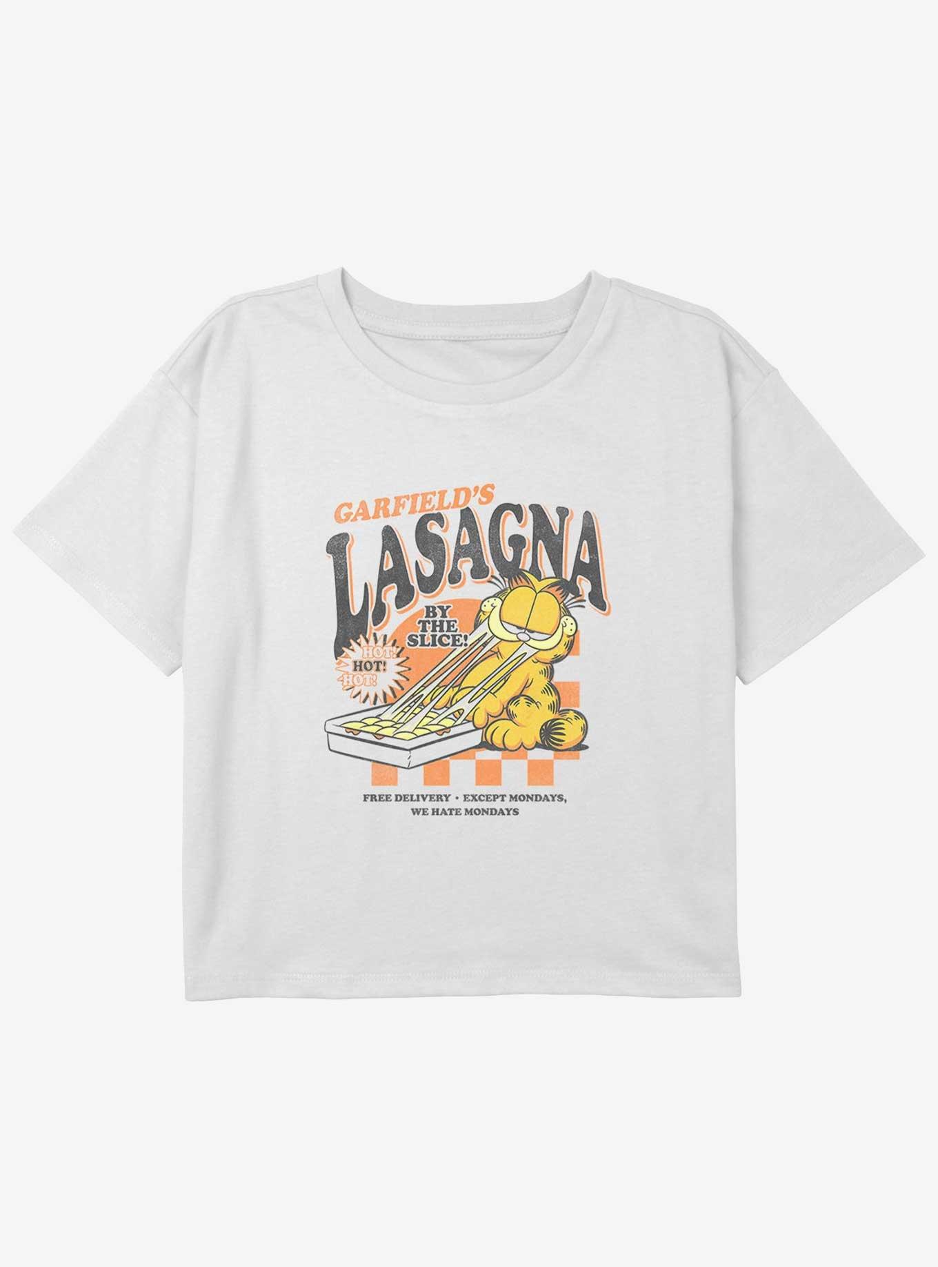 Garfield Lasagna Business Youth Girls Boxy Crop T-Shirt, WHITE, hi-res