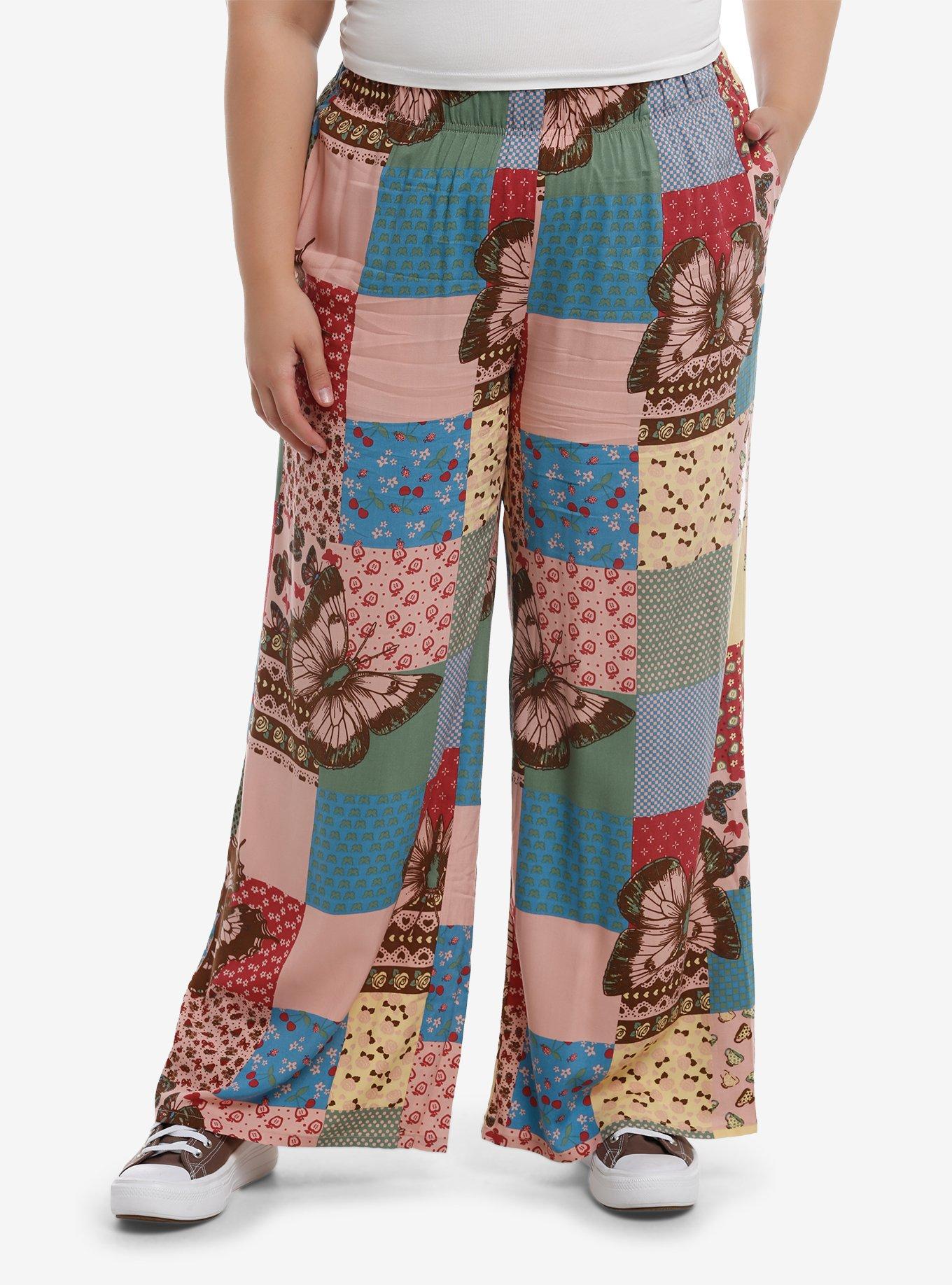 Thorn & Fable Butterfly Patchwork Girls Lounge Pants Plus Size, MULTI, hi-res
