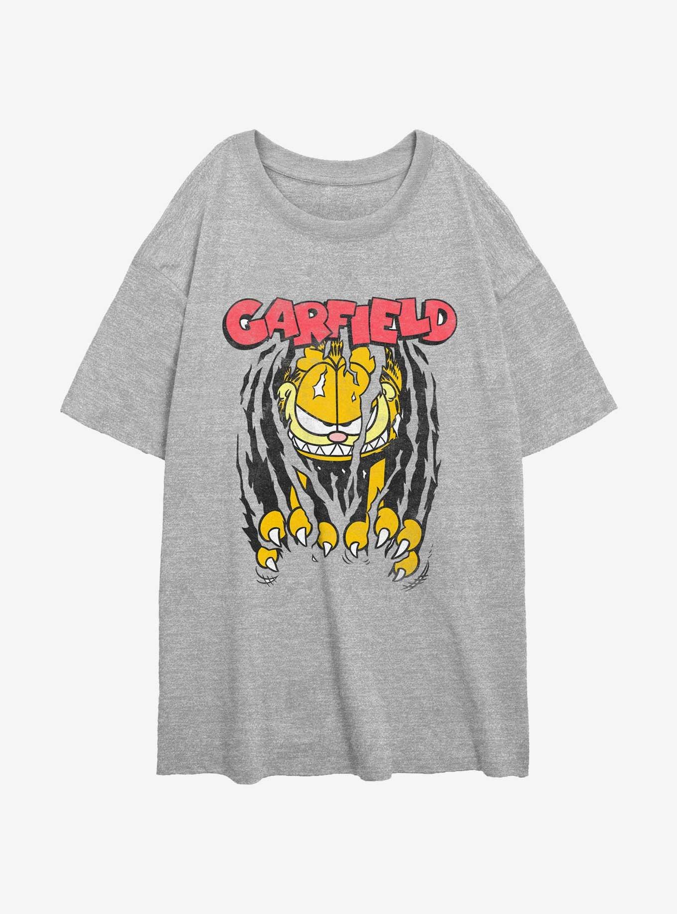 Garfield Claws Rippin' Womens Oversized T-Shirt, ATH HTR, hi-res