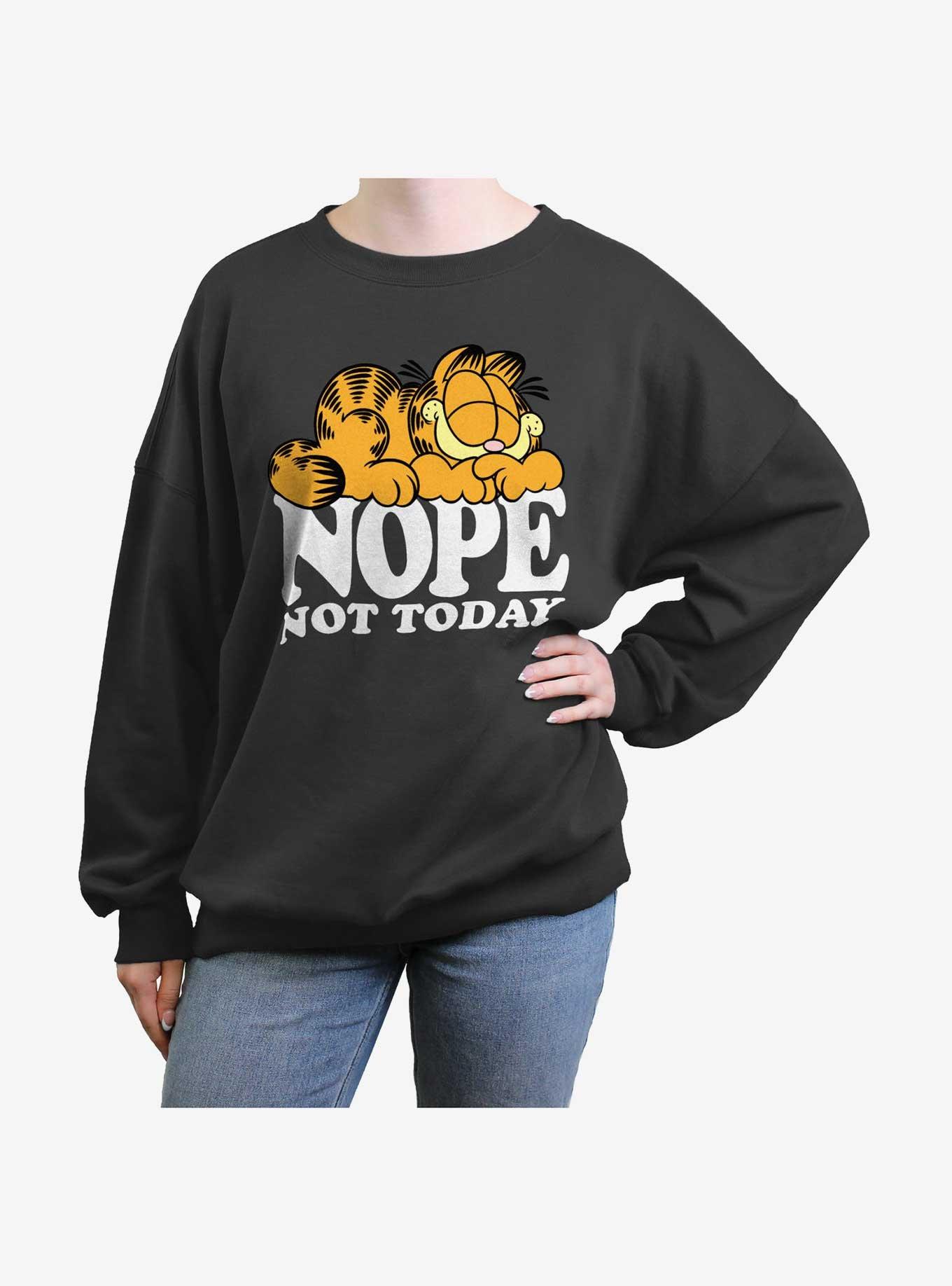 Garfield Nope Not Today Womens Oversized Sweatshirt, CHARCOAL, hi-res