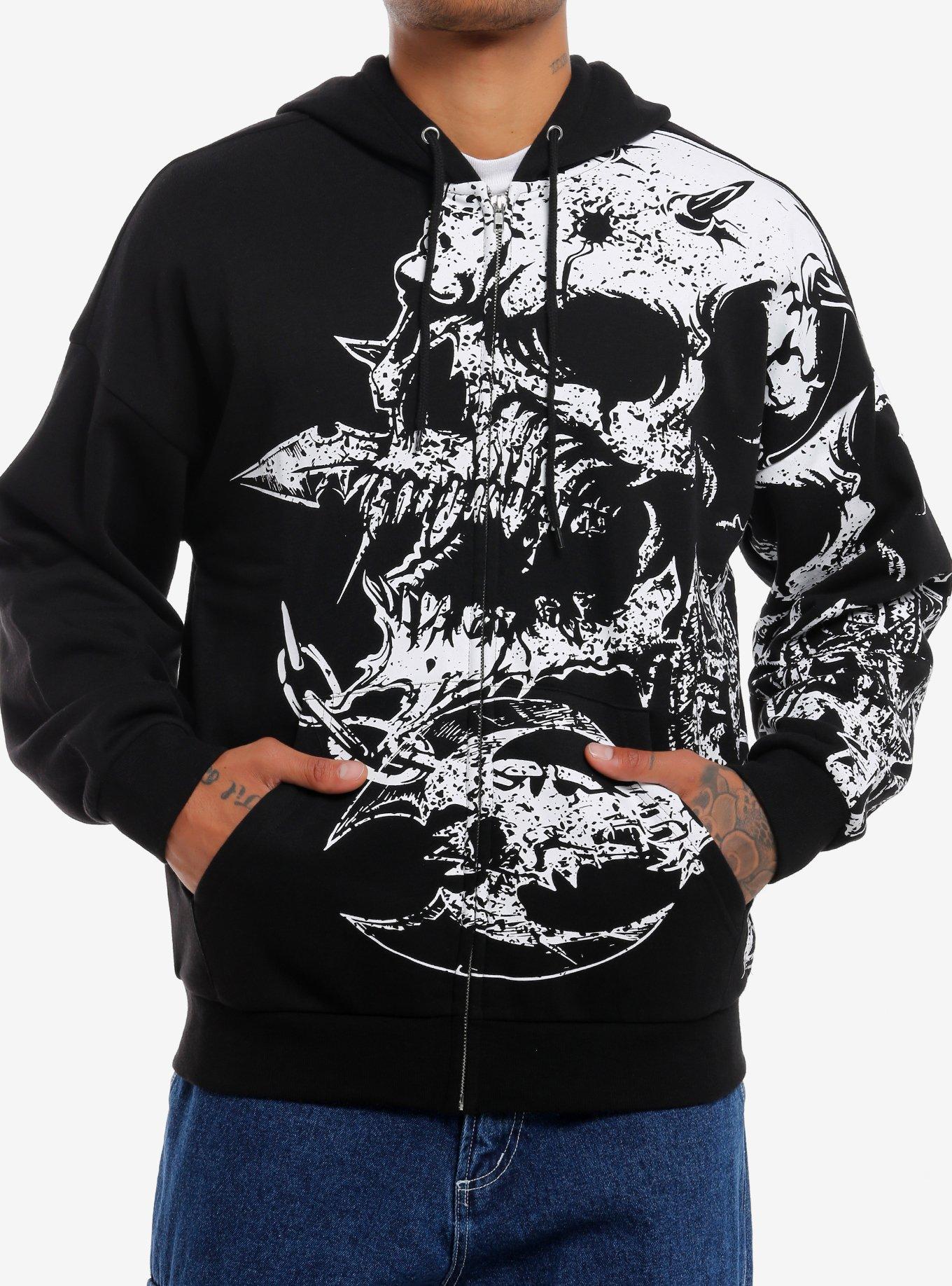 Social Collision Skull With Horns Hoodie, , hi-res