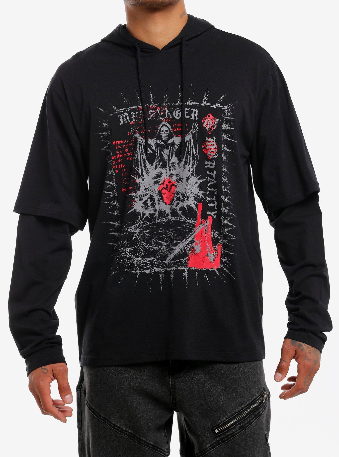 Grim Reaper & Heart Twofer Hoodie, RED, hi-res