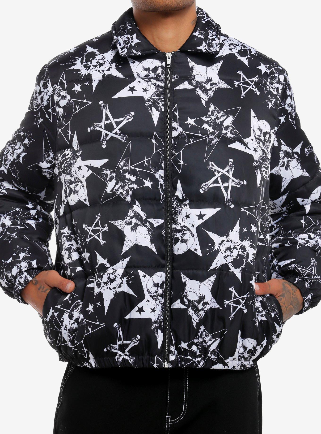 Social Collision Skulls Stars & Bones Puffer Jacket, , hi-res