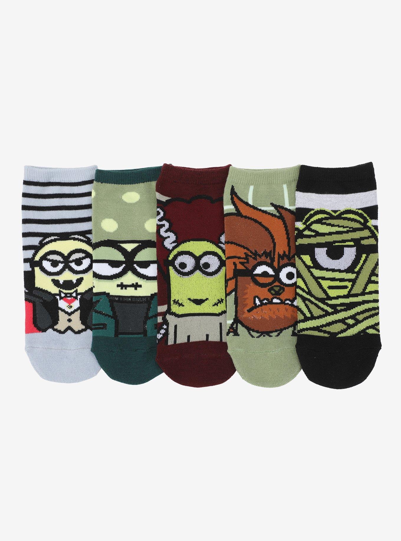 Despicable Me Minions Halloween Monster Ankle Socks 5 Pair, , hi-res