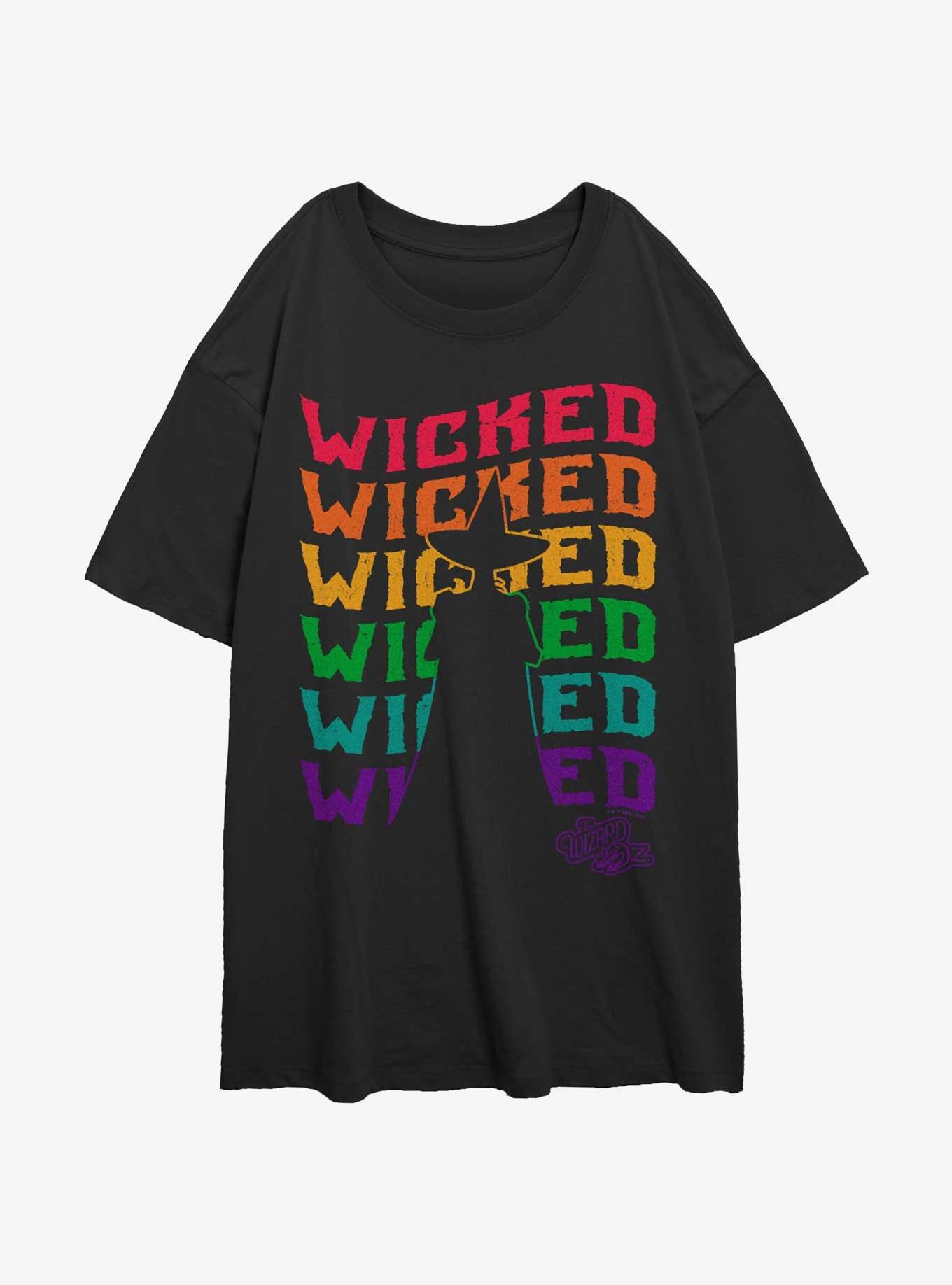 Wizard Of Oz Wicked Rainbow Repeat Womens Oversized T-Shirt, , hi-res