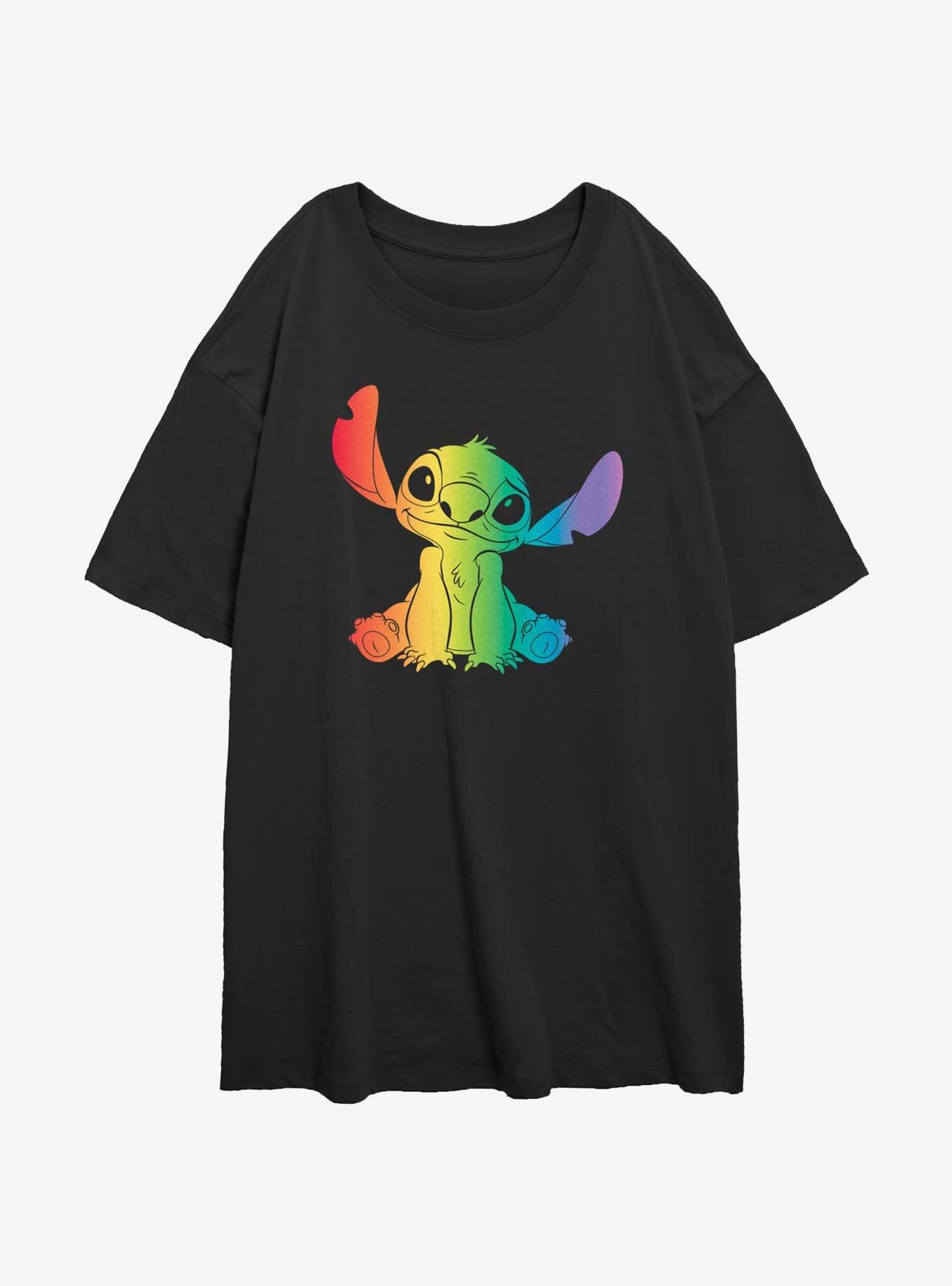 Disney Lilo & Stitch Pride Fill Womens Oversized T-Shirt, BLACK, hi-res