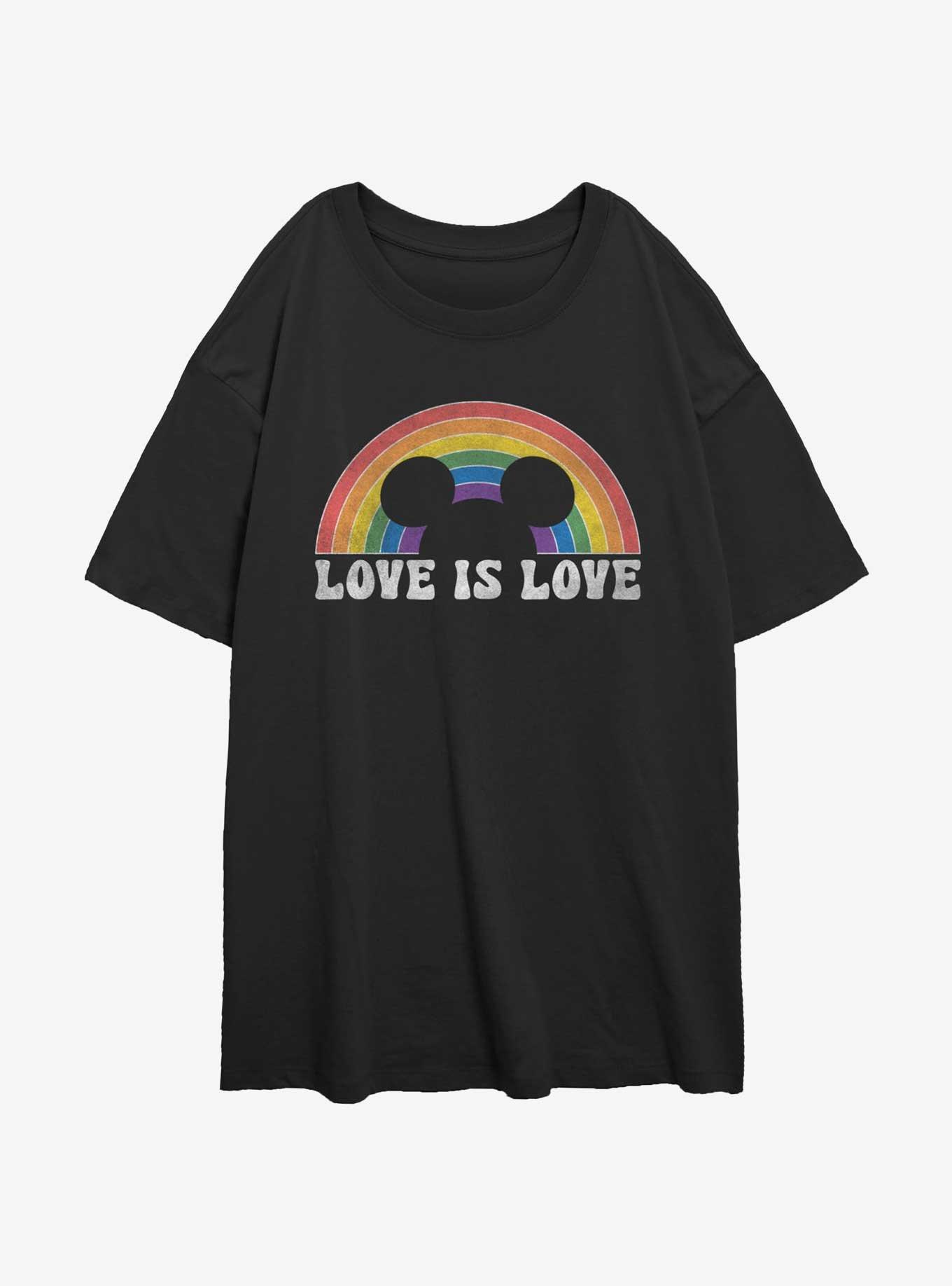 Disney Mickey Mouse Love Is Love Womens Oversized T-Shirt, BLACK, hi-res