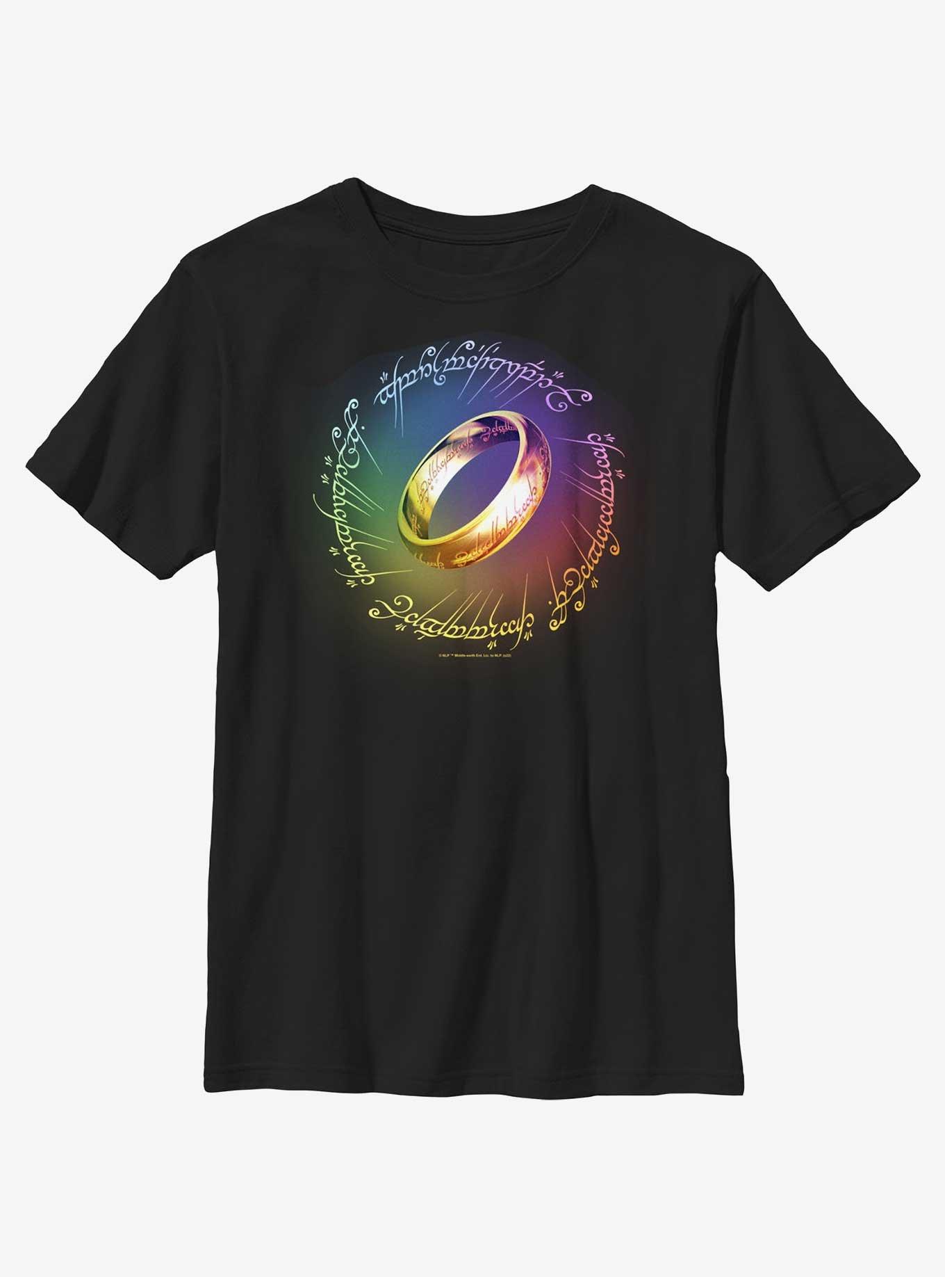 The Lord Of The Rings The One Ring Rainbow Youth T-Shirt, BLACK, hi-res