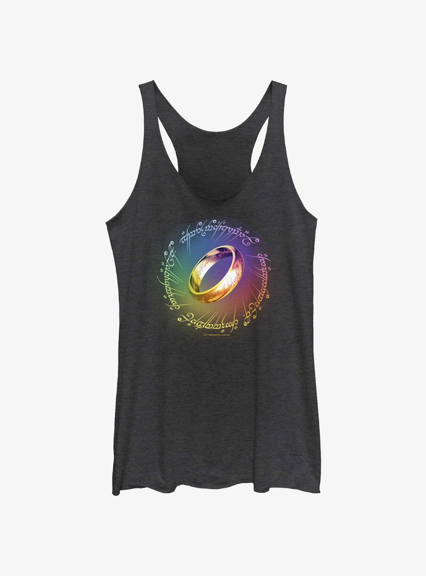 The Lord Of The Rings The One Ring Rainbow Womens Tank Top, BLK HTR, hi-res