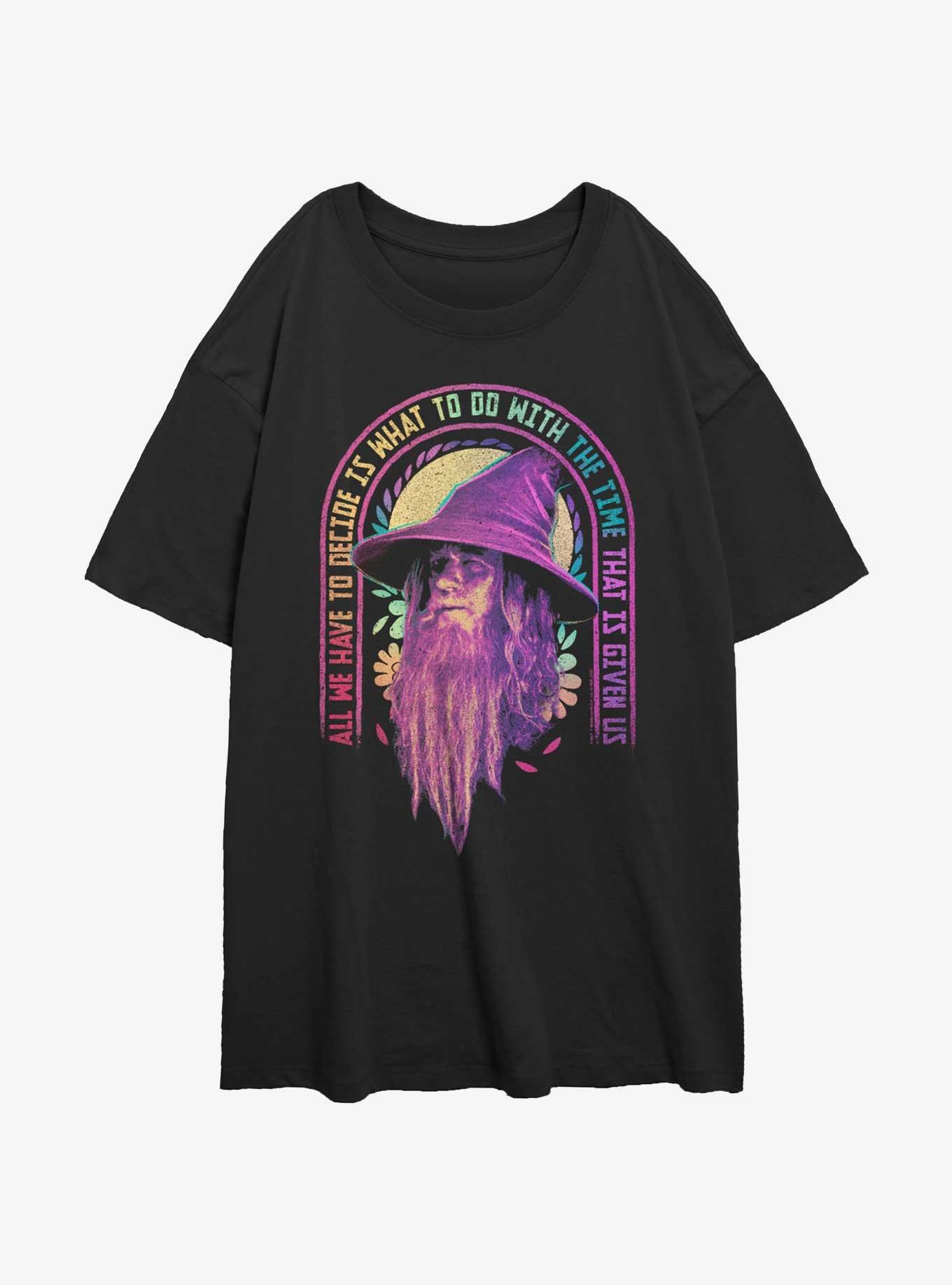 The Lord Of The Rings Decide With Time Gandalf Womens Oversized T-Shirt, BLACK, hi-res