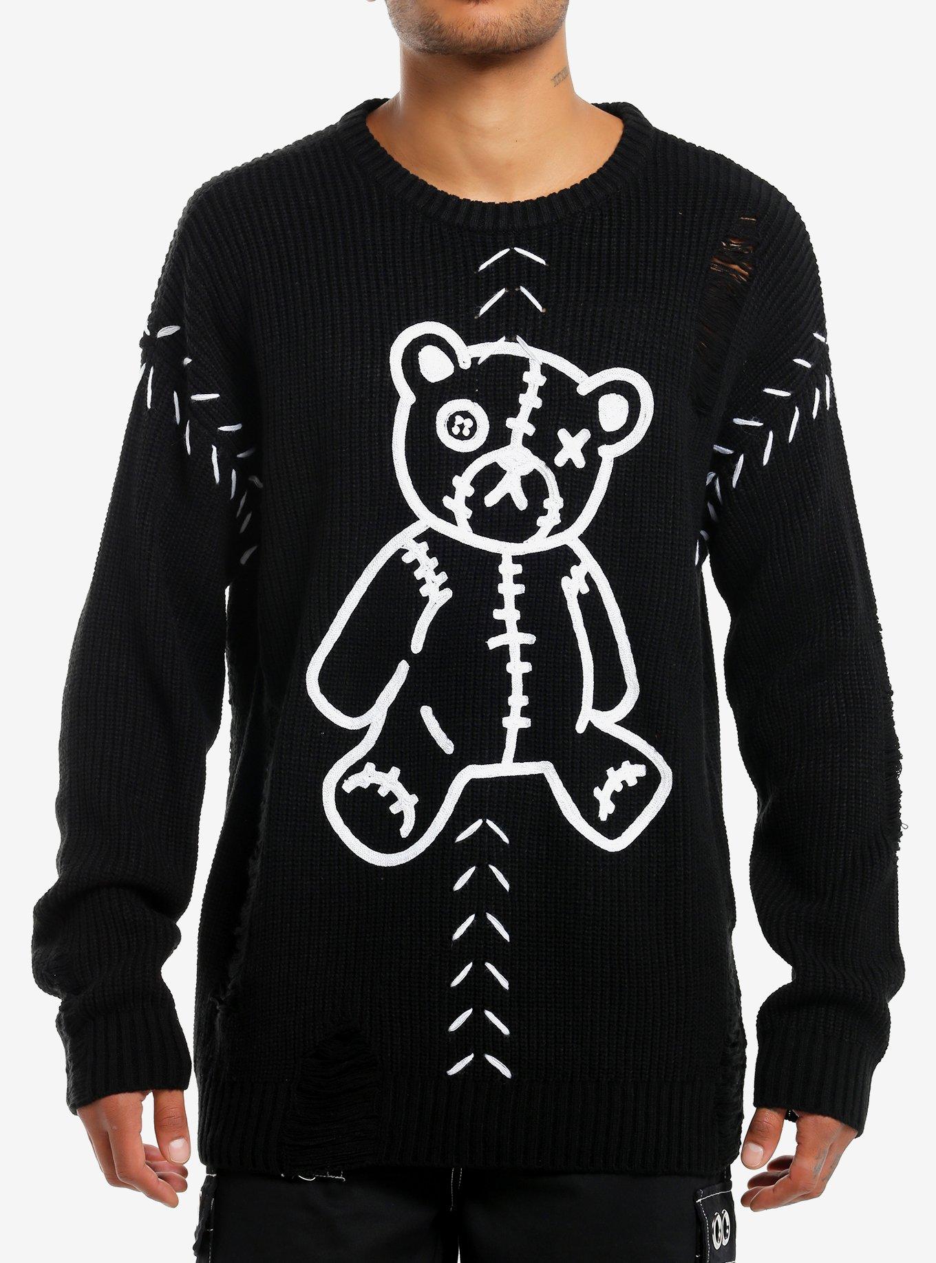 Teddy Bear Stitch Destructed Sweater, , hi-res