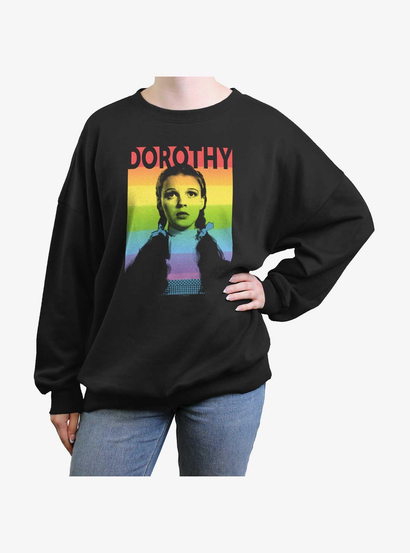 Wizard Of Oz Dorothy Rainbow Womens Oversized Sweatshirt, BLACK, hi-res