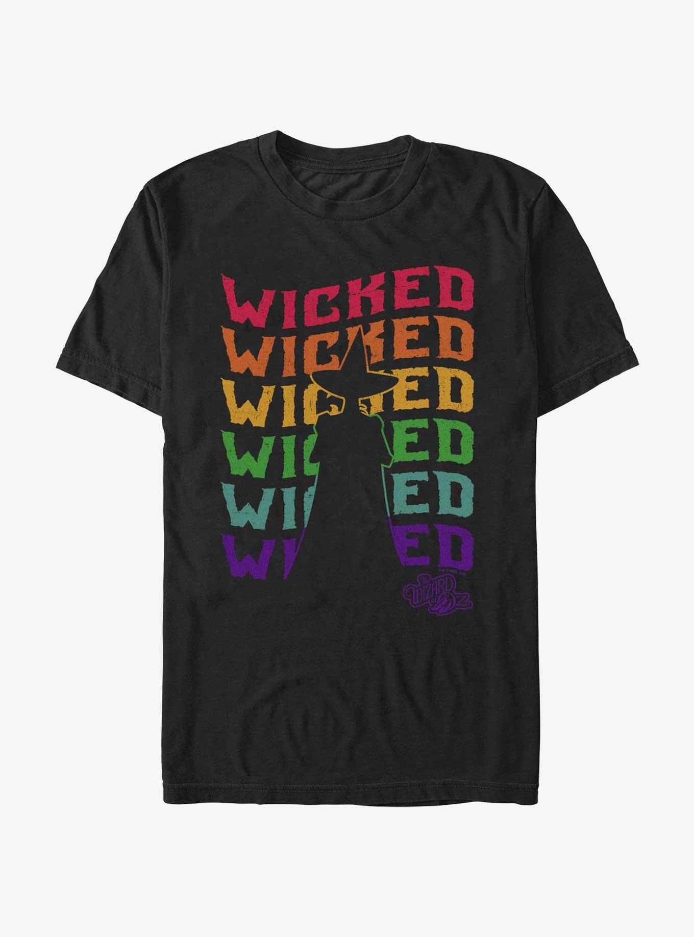 Wizard Of Oz Wicked Rainbow Repeat T-Shirt, BLACK, hi-res