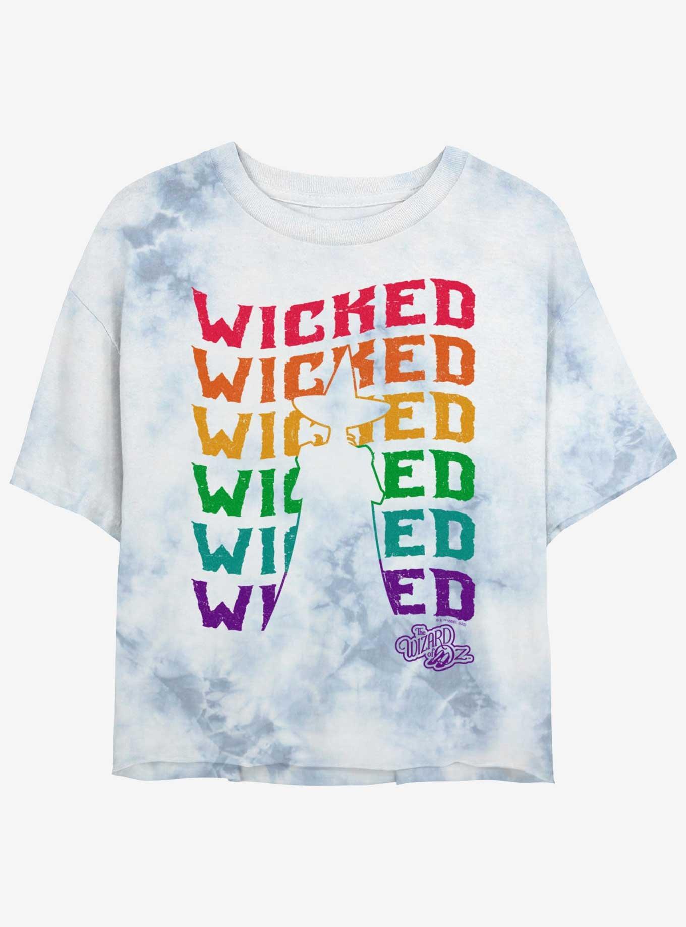 Wizard Of Oz Wicked Rainbow Repeat Womens Tie-Dye Crop T-Shirt, , hi-res