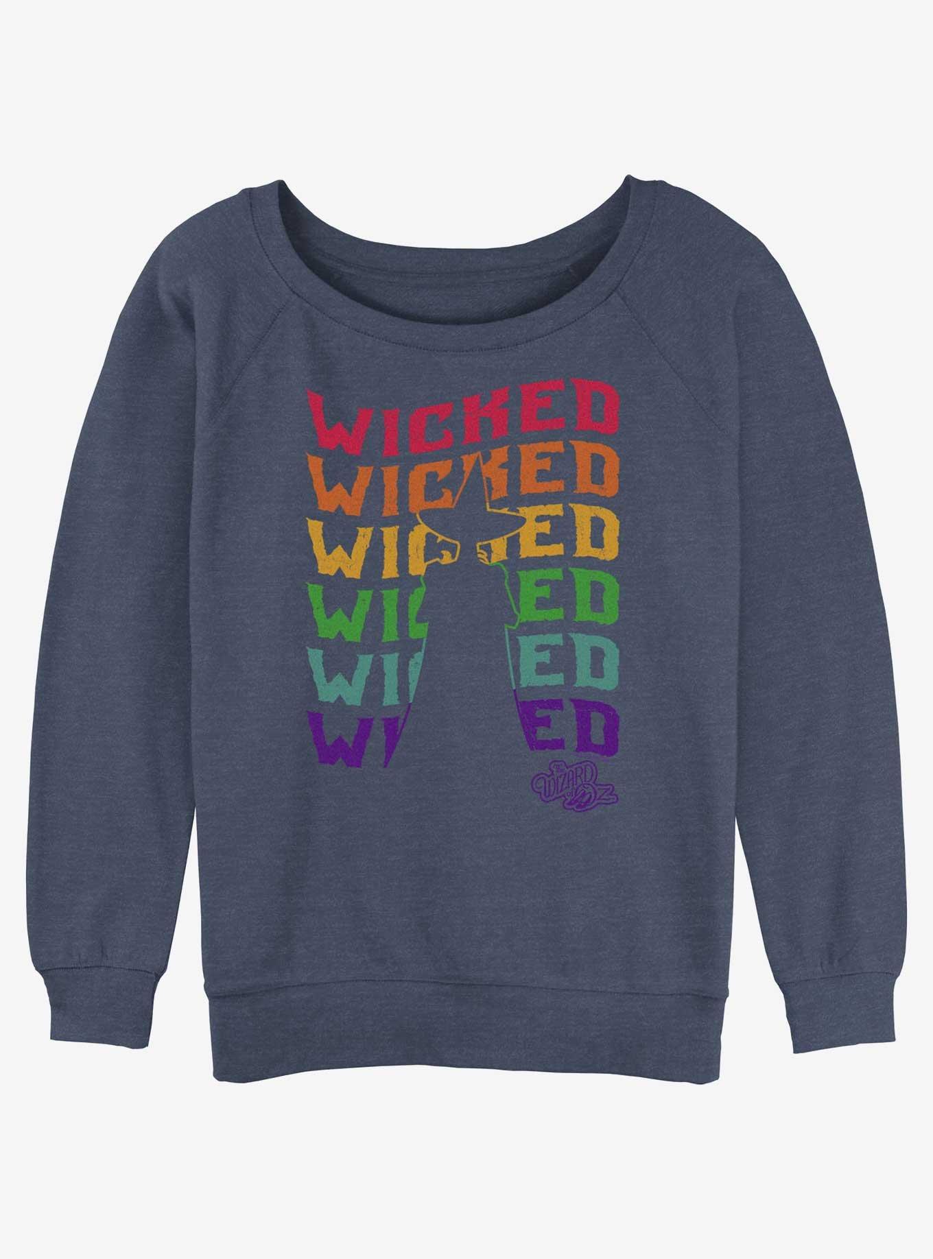 Wizard Of Oz Wicked Rainbow Repeat Womens Slouchy Sweatshirt, BLUEHTR, hi-res