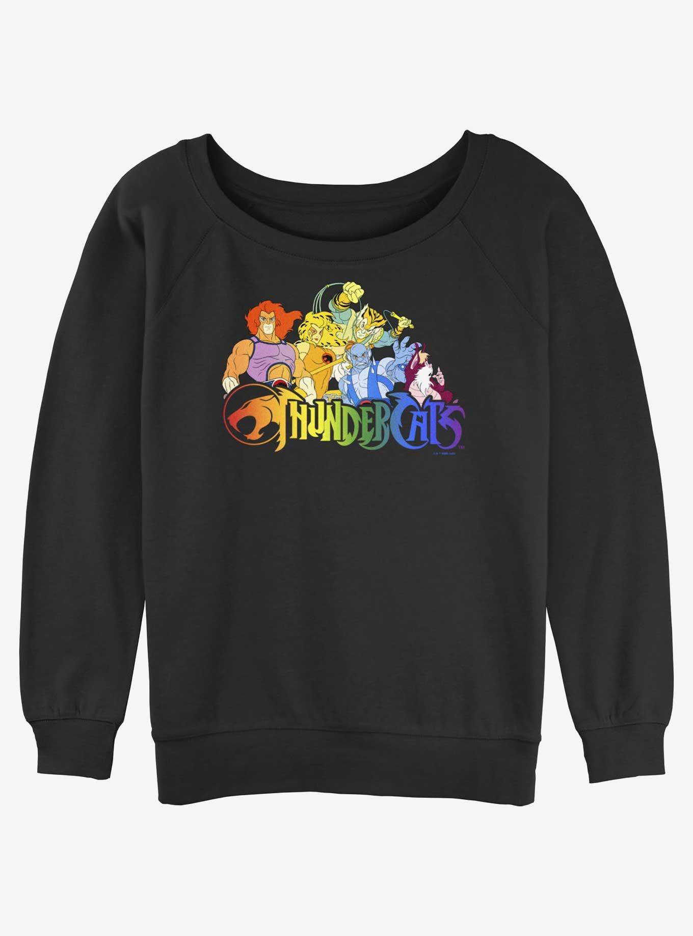 Thundercats Rainbow Cats Womens Slouchy Sweatshirt, BLACK, hi-res