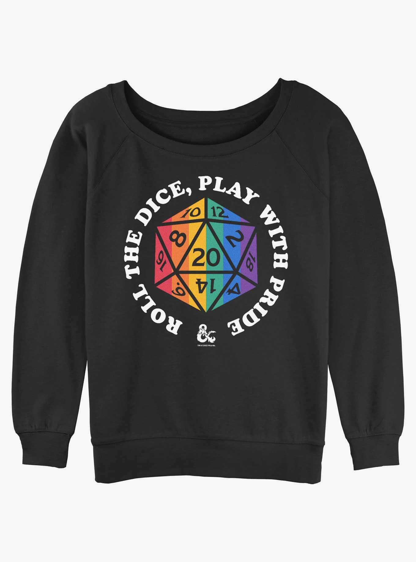 Dungeons & Dragons Roll For Pride Womens Slouchy Sweatshirt, BLACK, hi-res