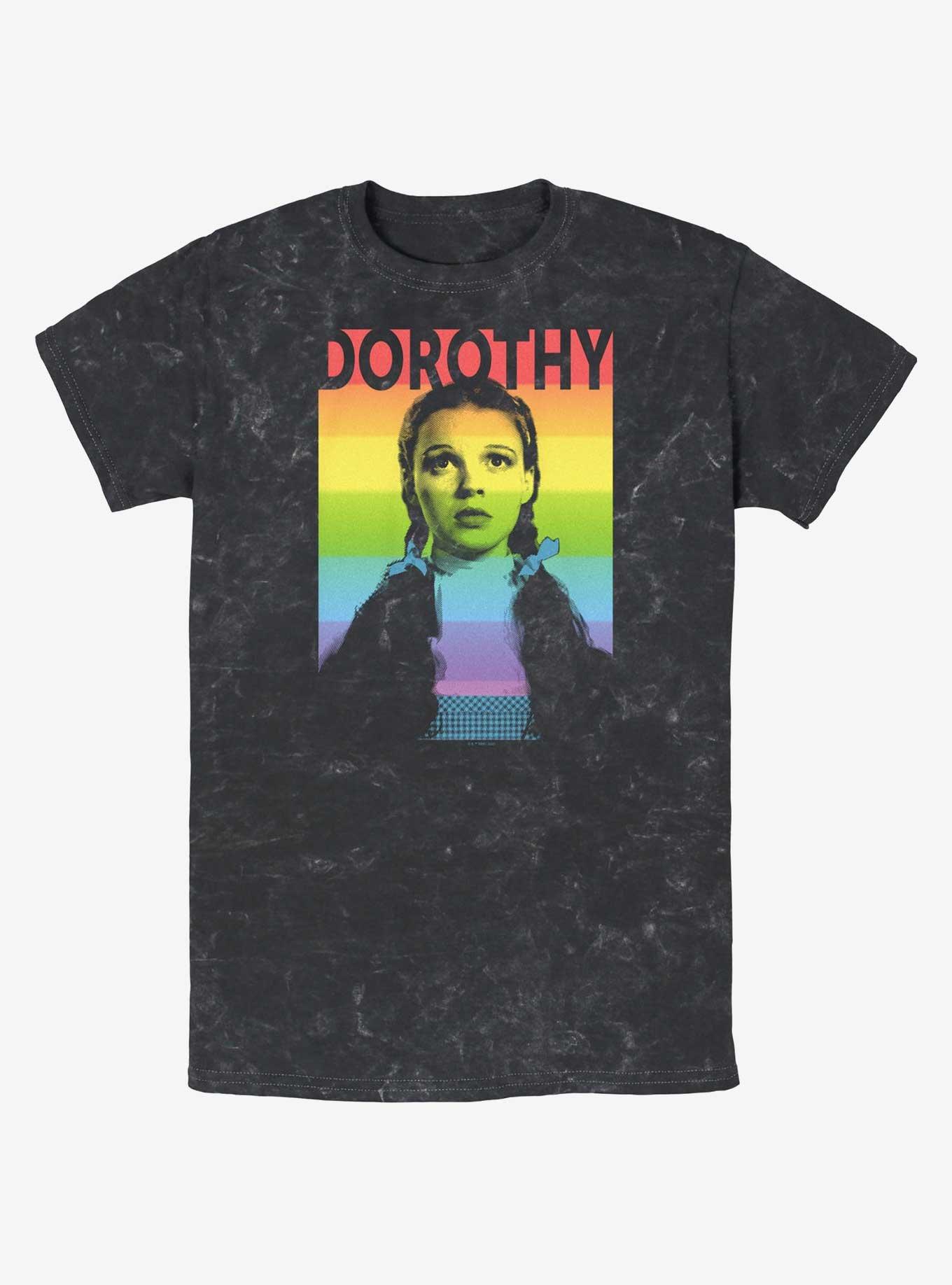 Wizard Of Oz Dorothy Rainbow Mineral Wash T-Shirt, BLACK, hi-res