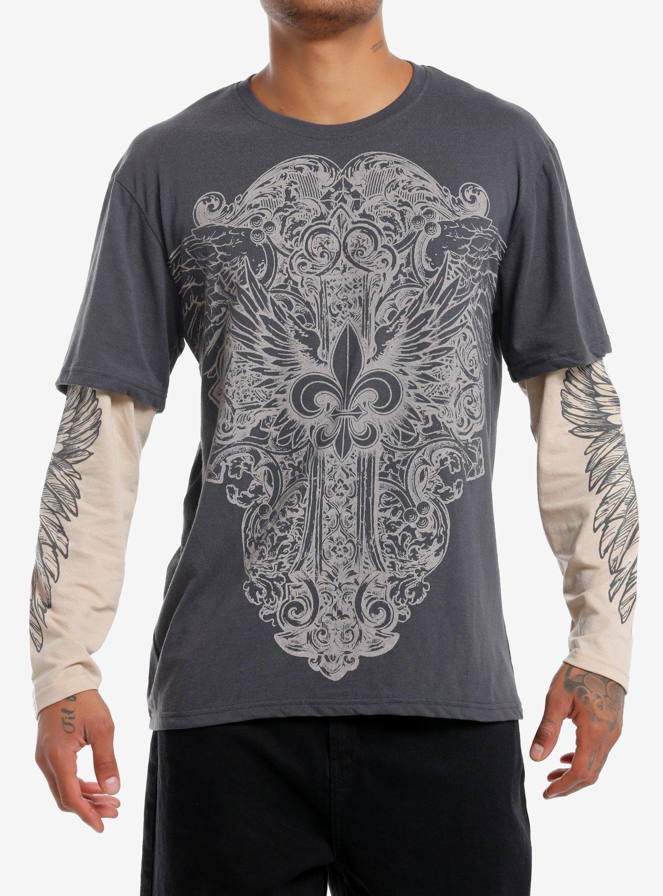 Winged Fleur-De-Lis Twofer Long-Sleeve T-Shirt, , hi-res
