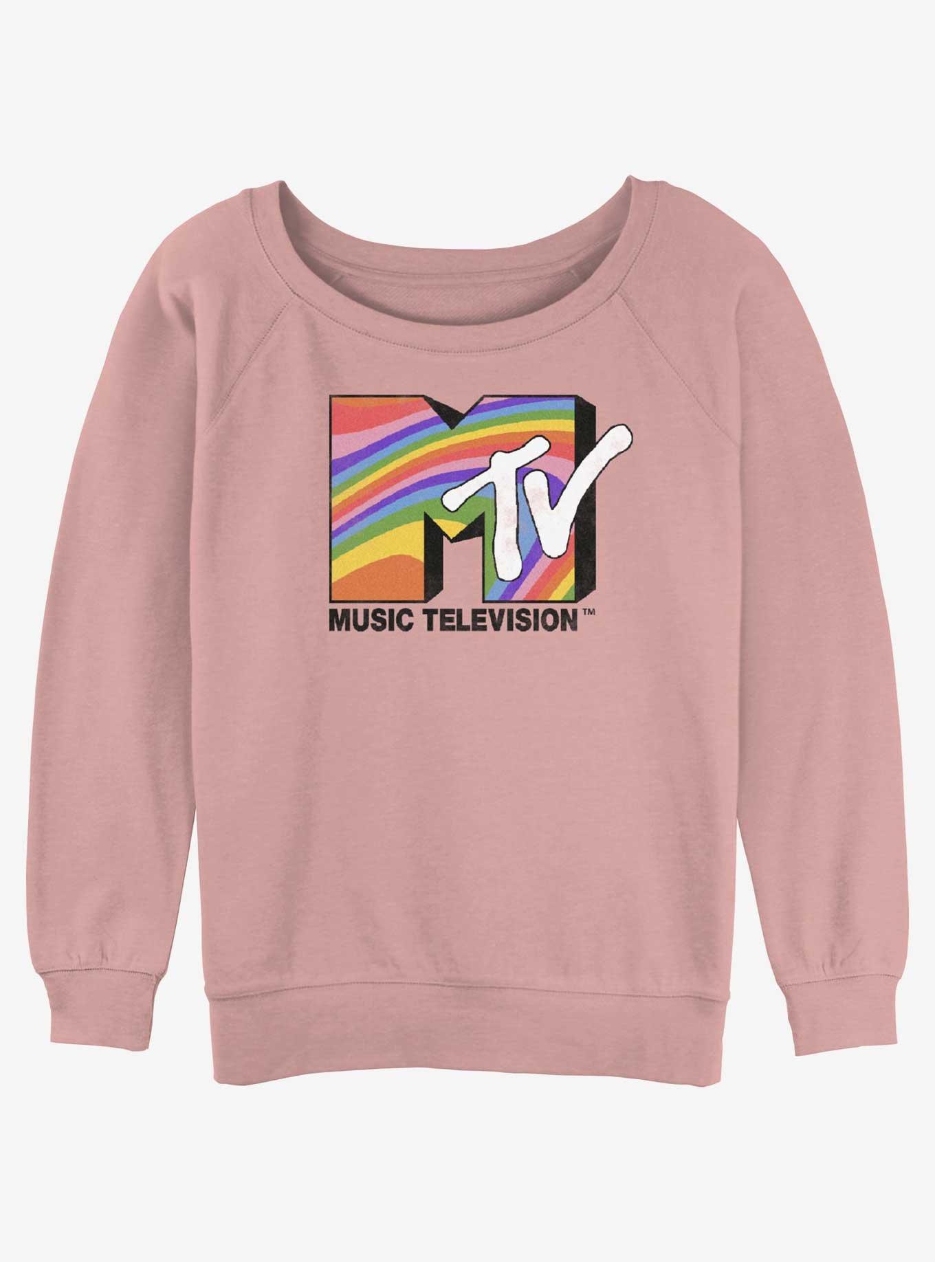 MTV Rainbow Television Slouchy Sweatshirt, DESERTPNK, hi-res