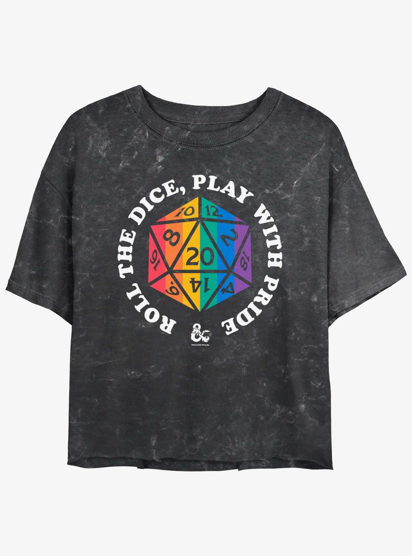 Dungeons & Dragons Roll For Pride Mineral Wash Crop T-Shirt, BLACK, hi-res