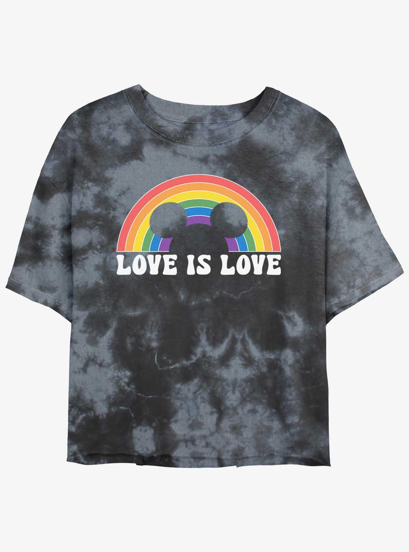 Disney Mickey Mouse Love Is Love Tie-Dye Crop T-Shirt, BLKCHAR, hi-res