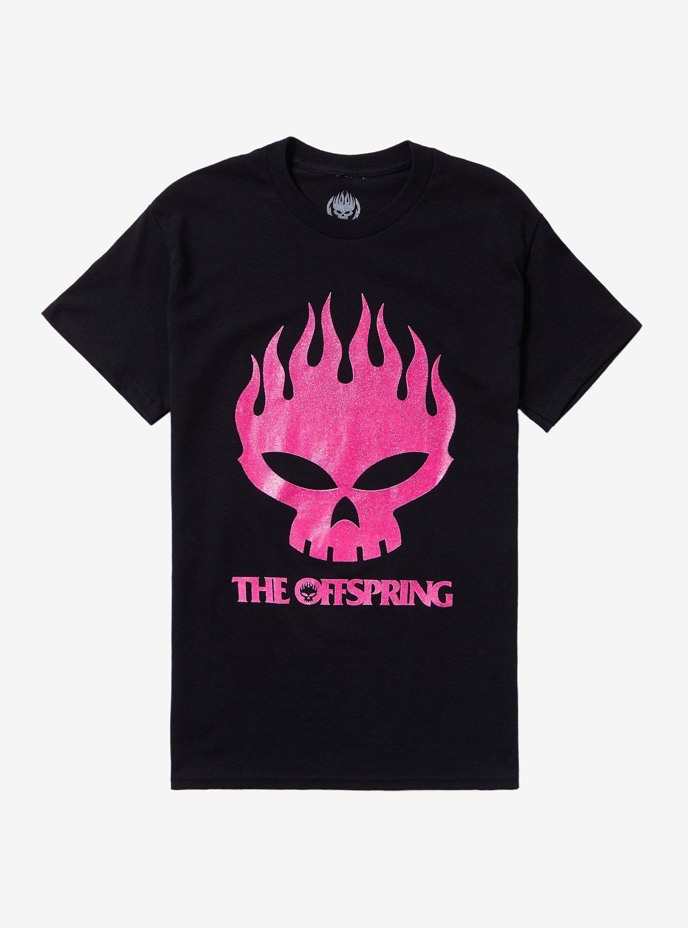 The Offspring Pink Glitter Skull Boyfriend Fit Girls T-Shirt | Hot 