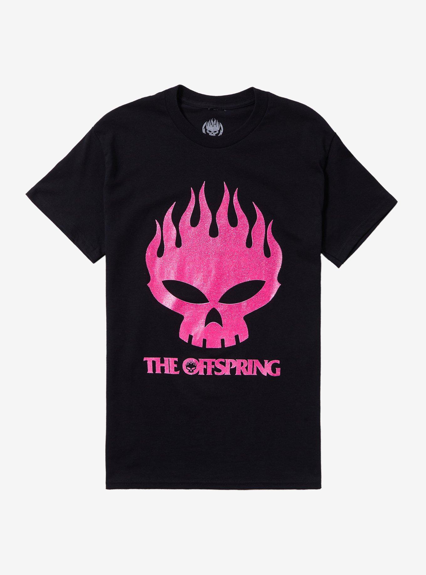 The Offspring Pink Glitter Skull Boyfriend Fit Girls T-Shirt, , hi-res