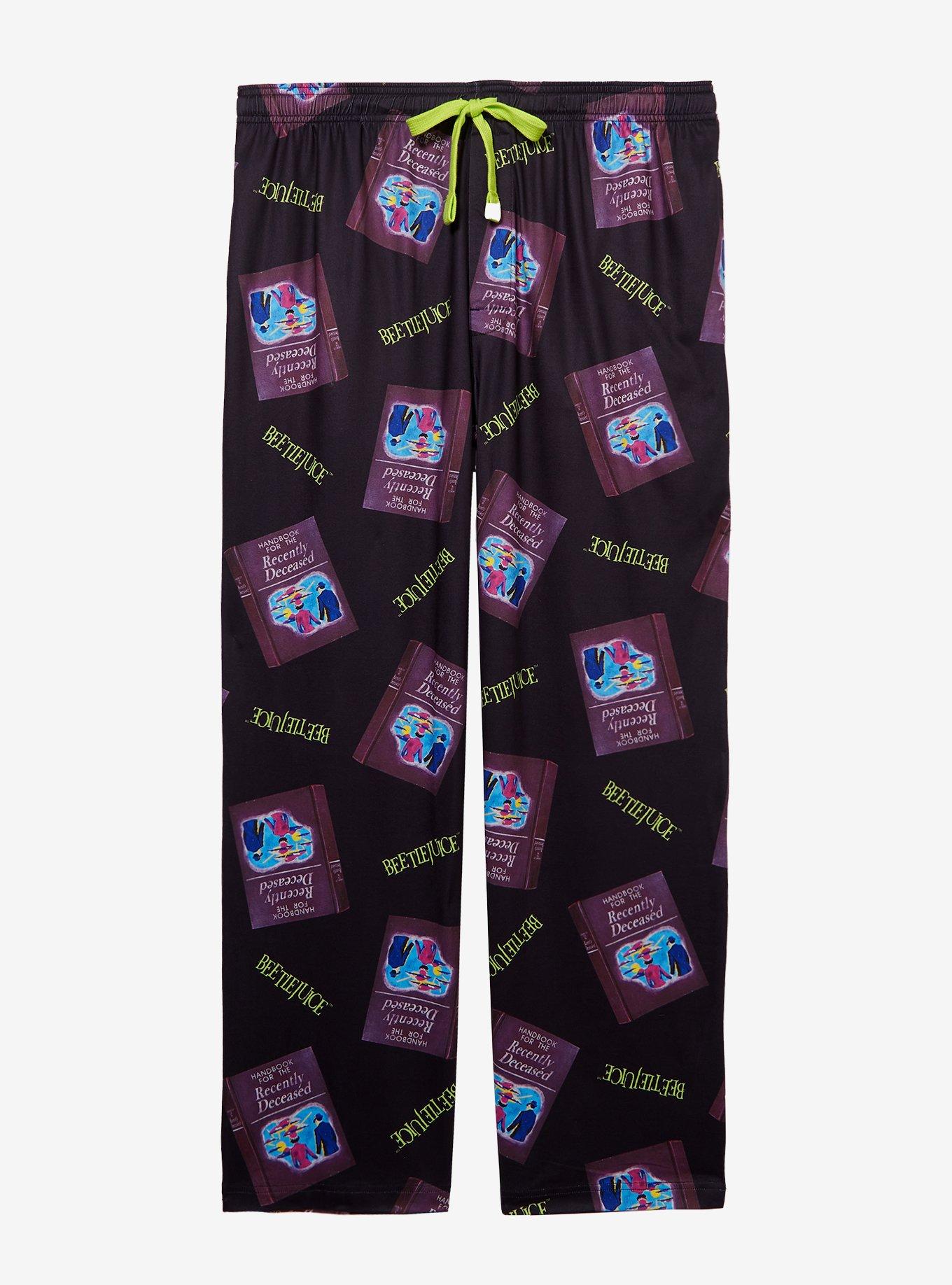 Beetlejuice Handbook for the Recently Deceased Allover Print Sleep Pants — BoxLunch Exclusive, BLACK, hi-res