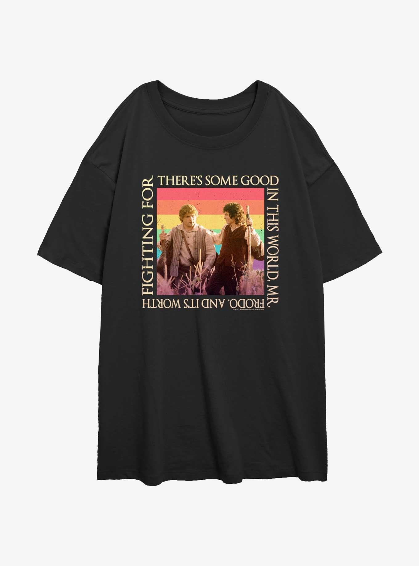 The Lord of the Rings Some Good Rainbows Oversized T-Shirt, BLACK, hi-res