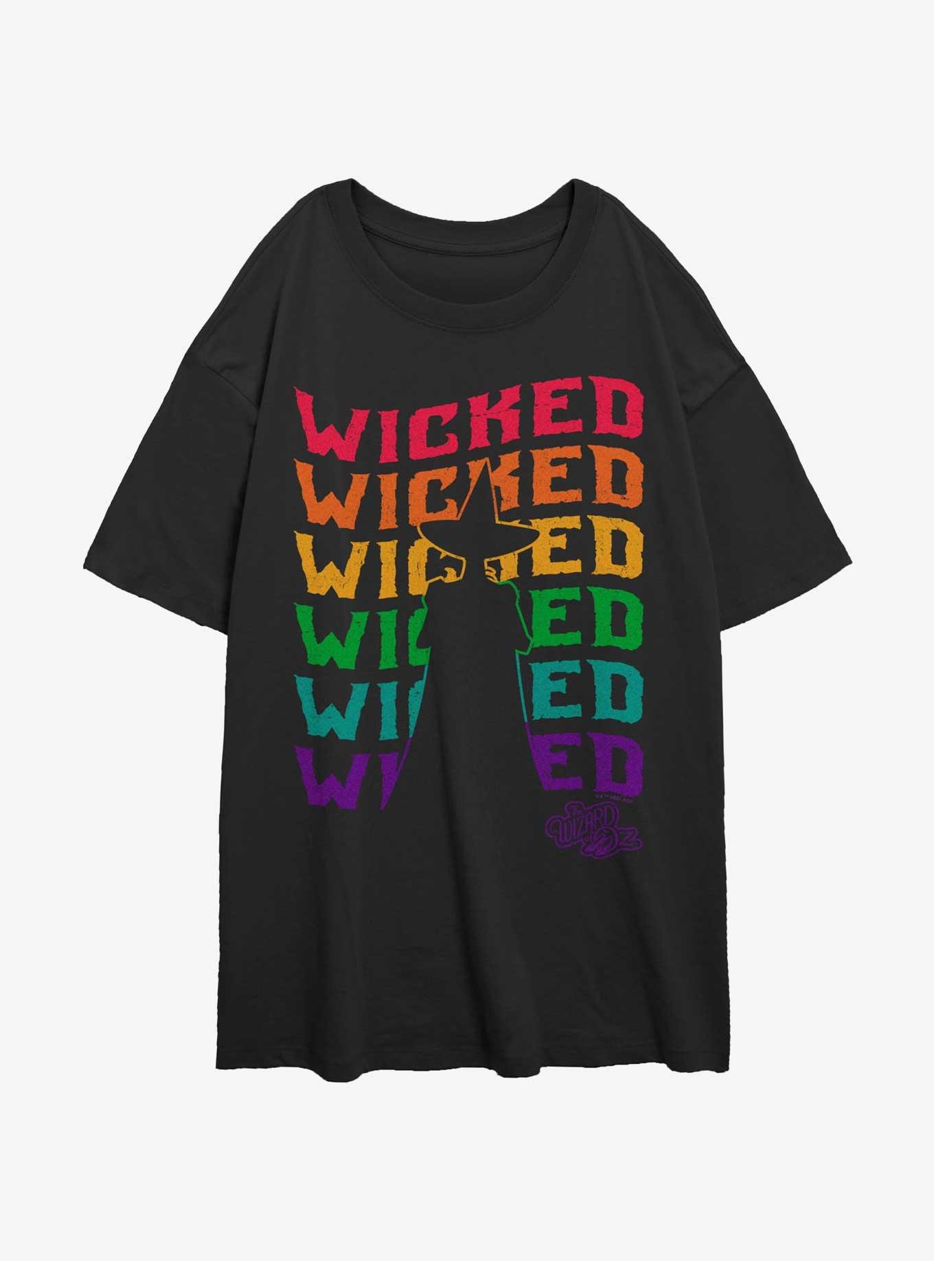 The Wizard Of Oz Wavy Wicked Silhouette Oversized T-Shirt, BLACK, hi-res
